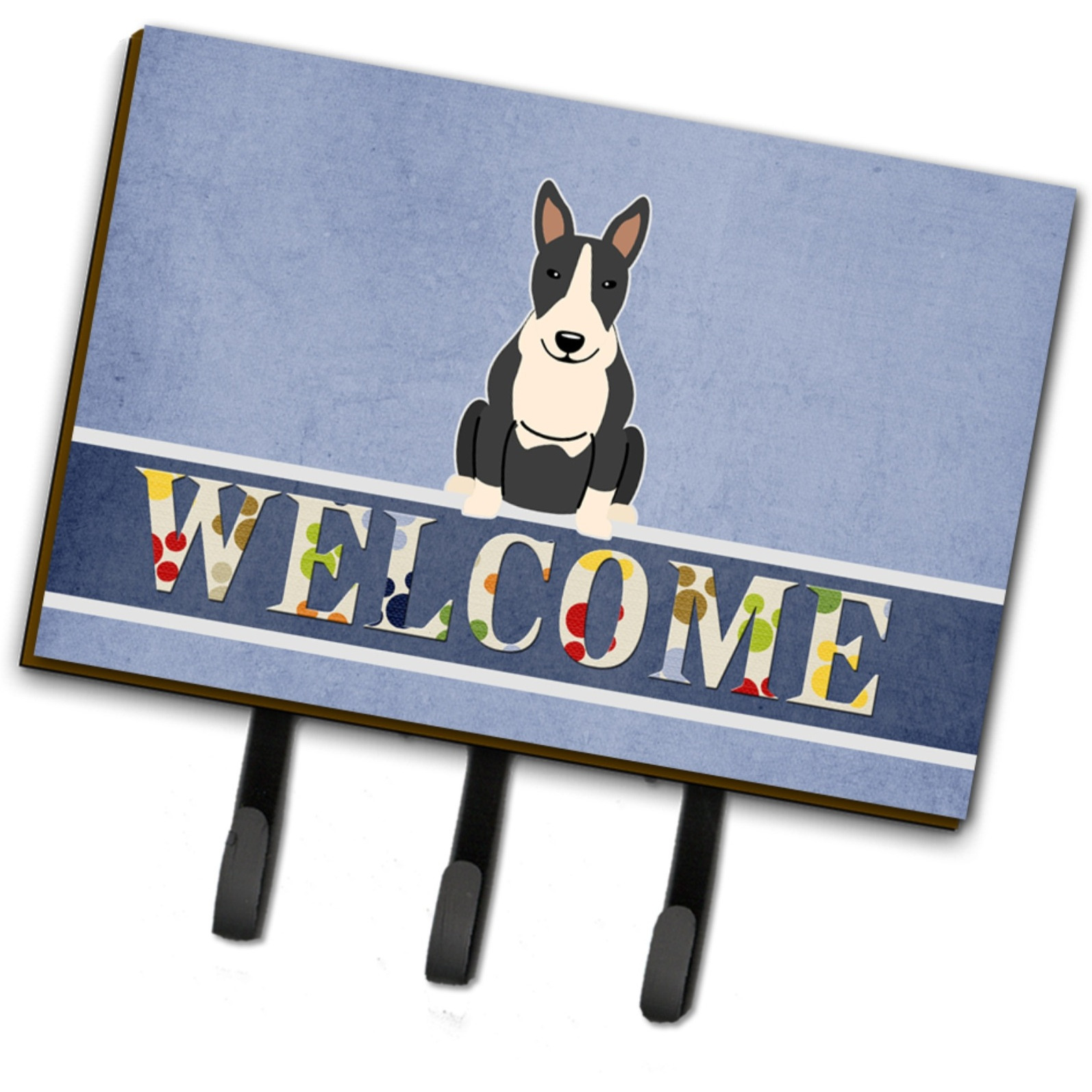 &quotCaroline's Treasures Bull Terrier Black White Welcome Wall Hook, Triple, Multicolor"