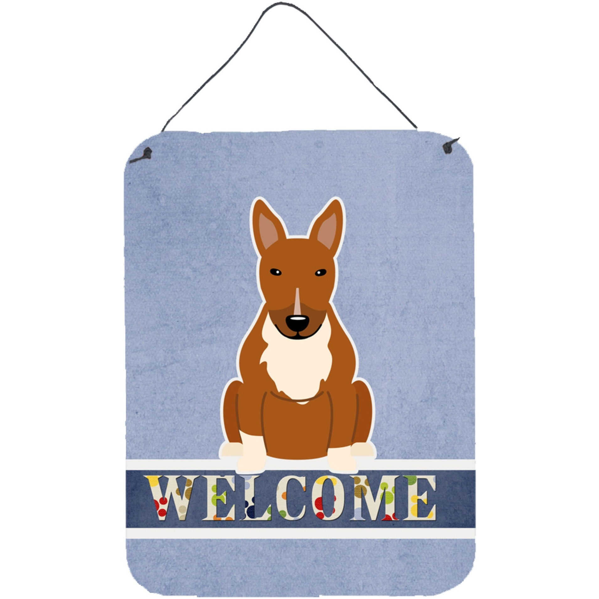 &quotCaroline's Treasures Bull Terrier Red Welcome Metal Print, 16 x 12, Multicolor"