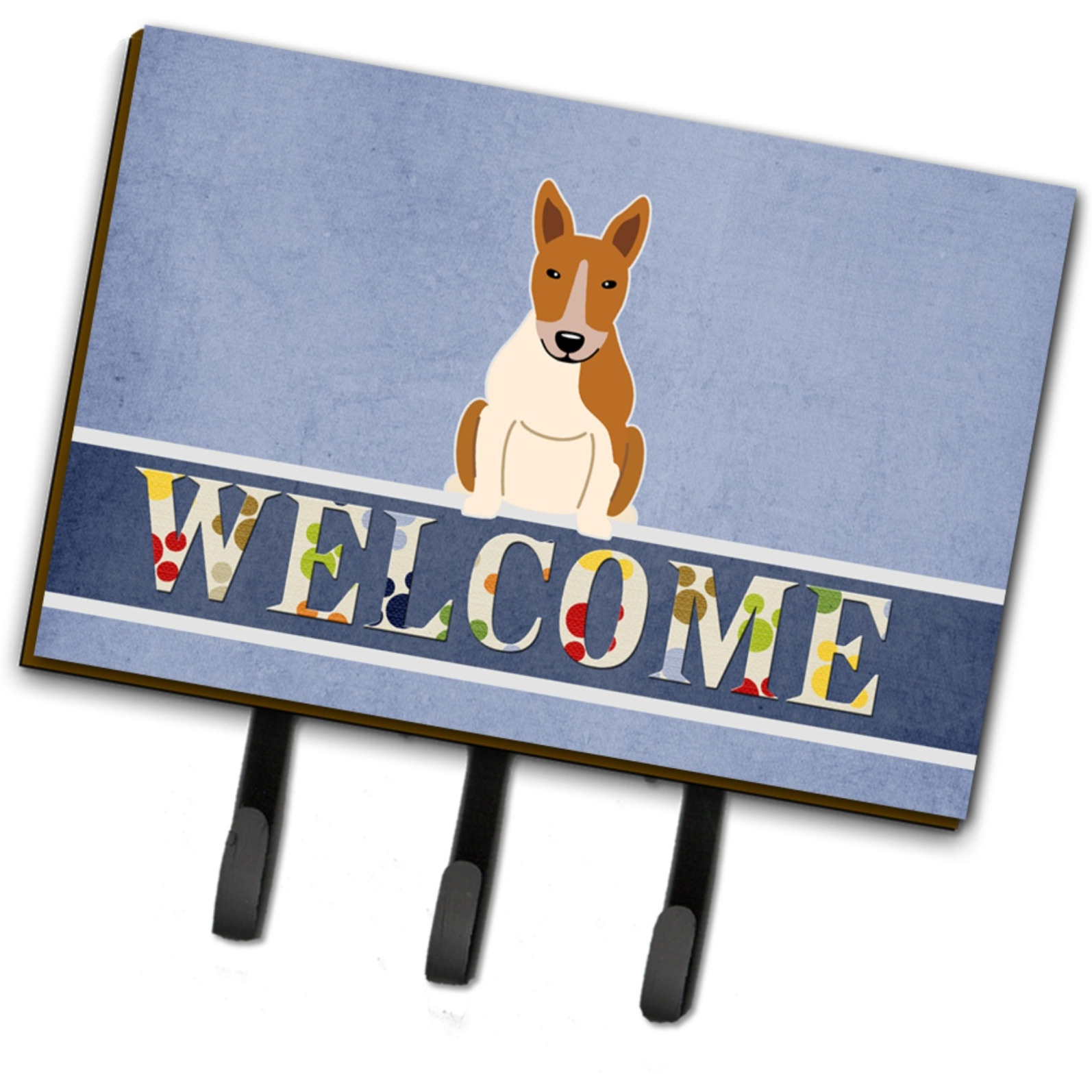 &quotCaroline's Treasures Bull Terrier Red White Welcome Wall Hook, Triple, Multicolor"
