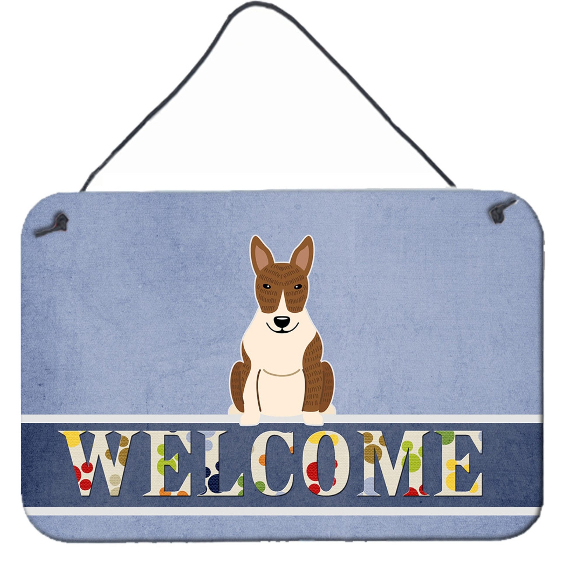 &quotCaroline's Treasures Bull Terrier Brindle Welcome Metal Print, 8 x 12, Multicolor"