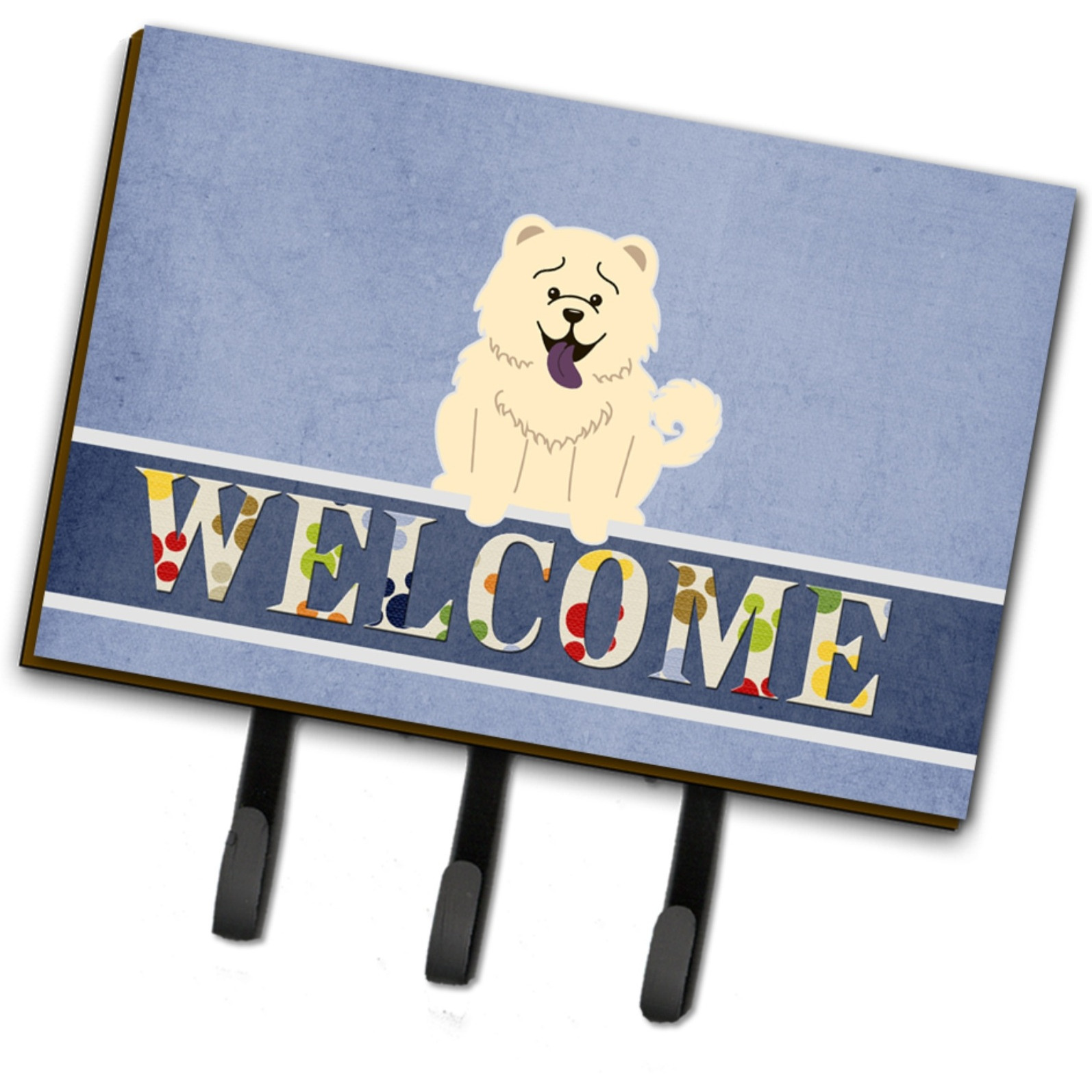 &quotCaroline's Treasures Chow White Welcome Wall Hook, Triple, Multicolor"
