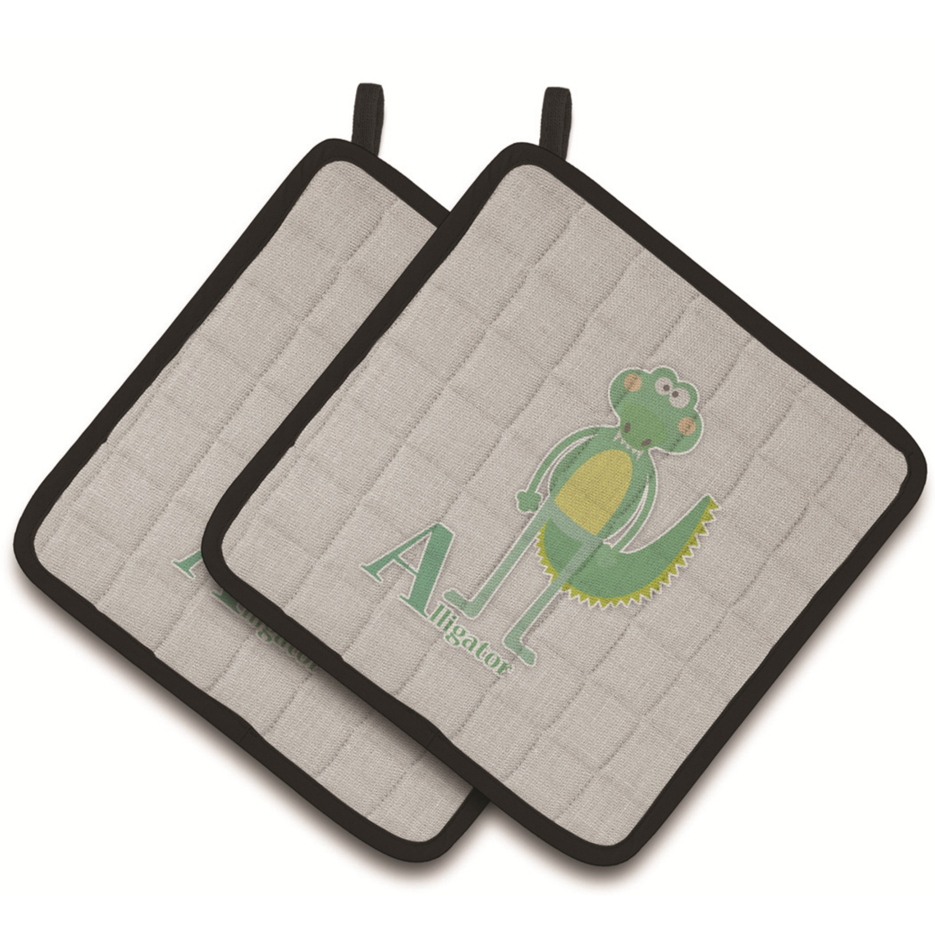 &quotCaroline's Treasures Alphabet A For Alligator Pair of Pot Holders, 7.5HX7.5W, Multicolor"
