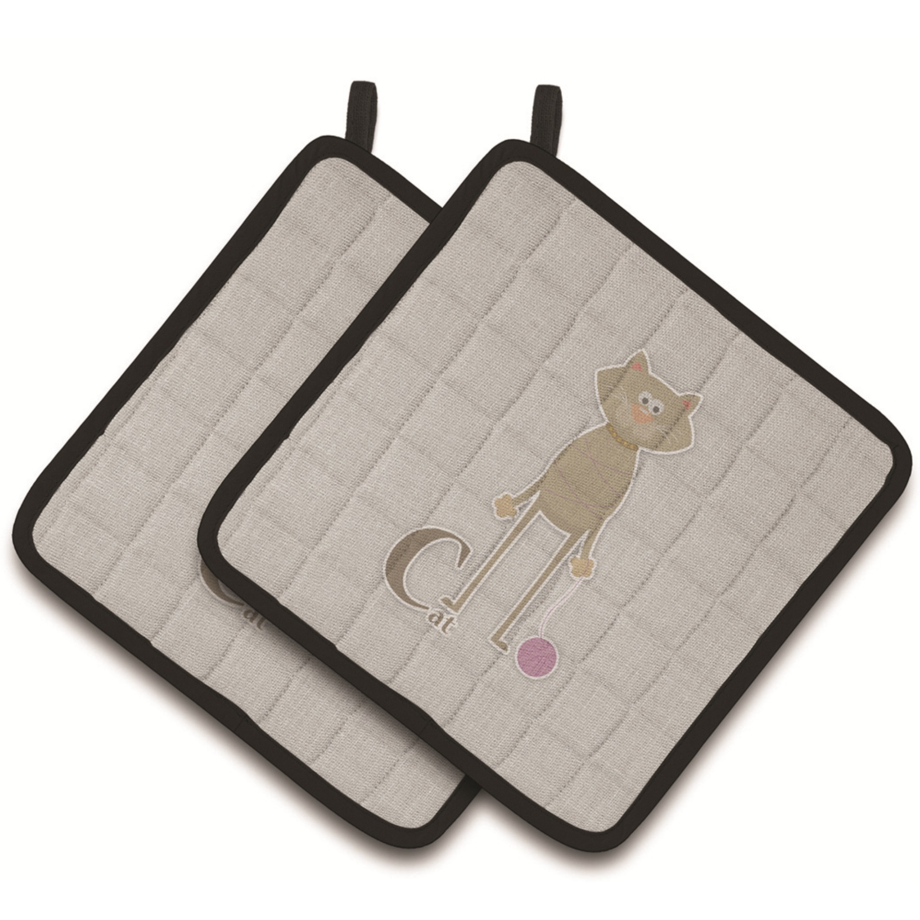 &quotCaroline's Treasures Alphabet C For Cat Pair of Pot Holders, 7.5HX7.5W, Multicolor"