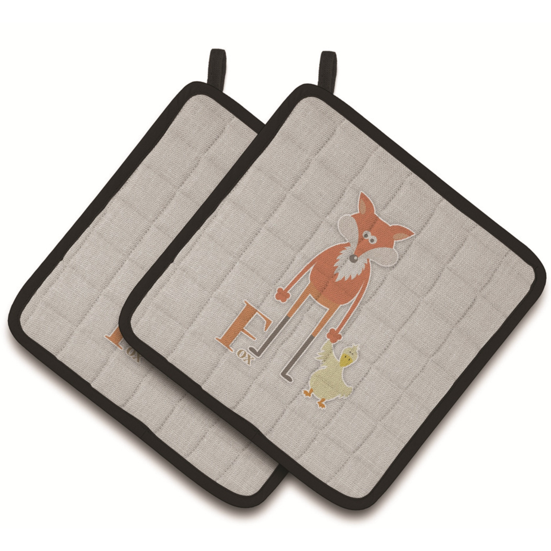&quotCaroline's Treasures Alphabet F For Fox Pair of Pot Holders, 7.5HX7.5W, Multicolor"