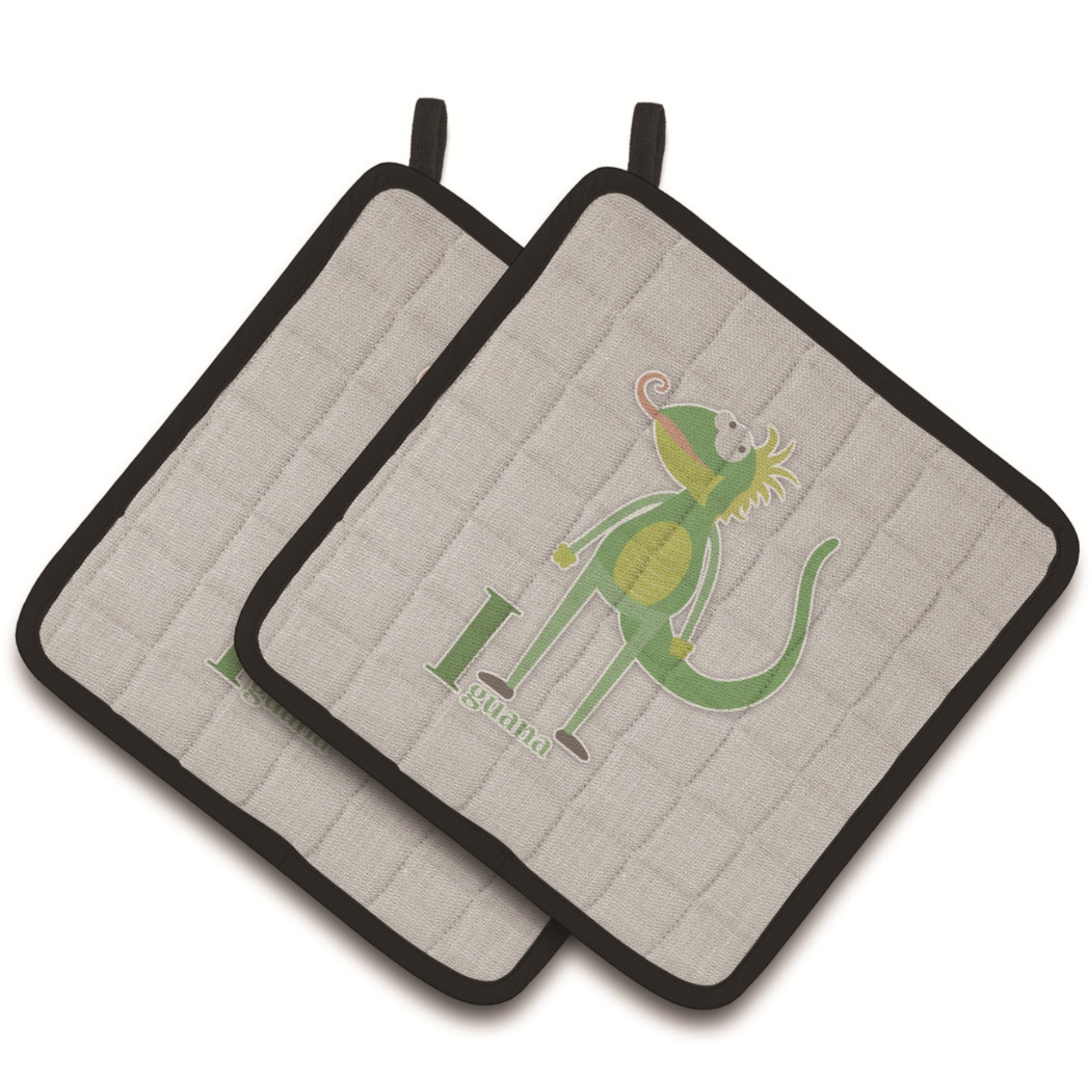&quotCaroline's Treasures Alphabet I For Iguana Pair of Pot Holders, 7.5HX7.5W, Multicolor"