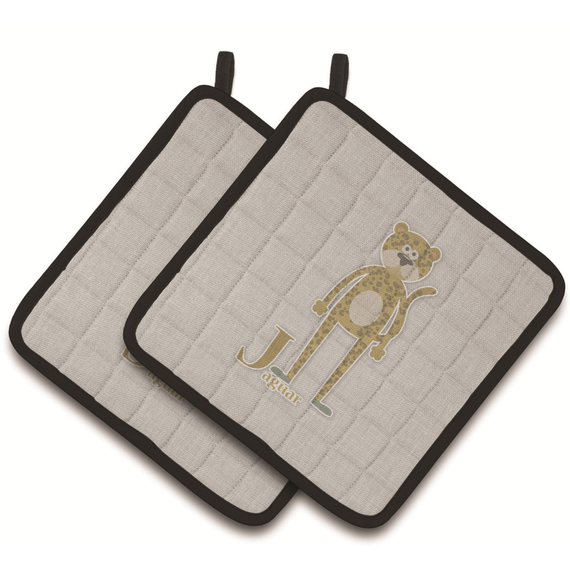&quotCaroline's Treasures Alphabet J For Jaguar Pair of Pot Holders, 7.5HX7.5W, Multicolor"