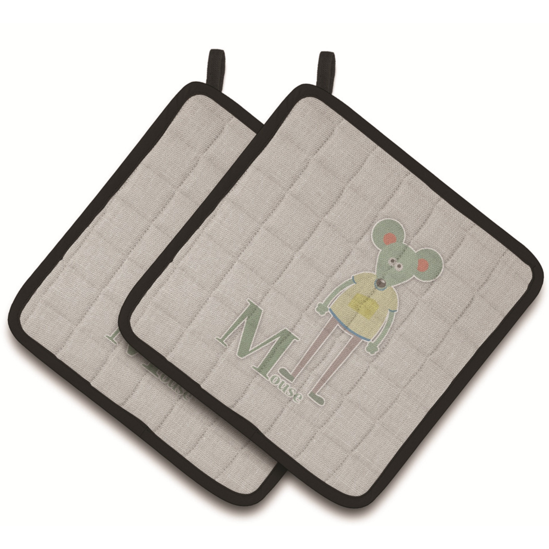 &quotCaroline's Treasures Alphabet M For Mouse Pair of Pot Holders, 7.5HX7.5W, Multicolor"