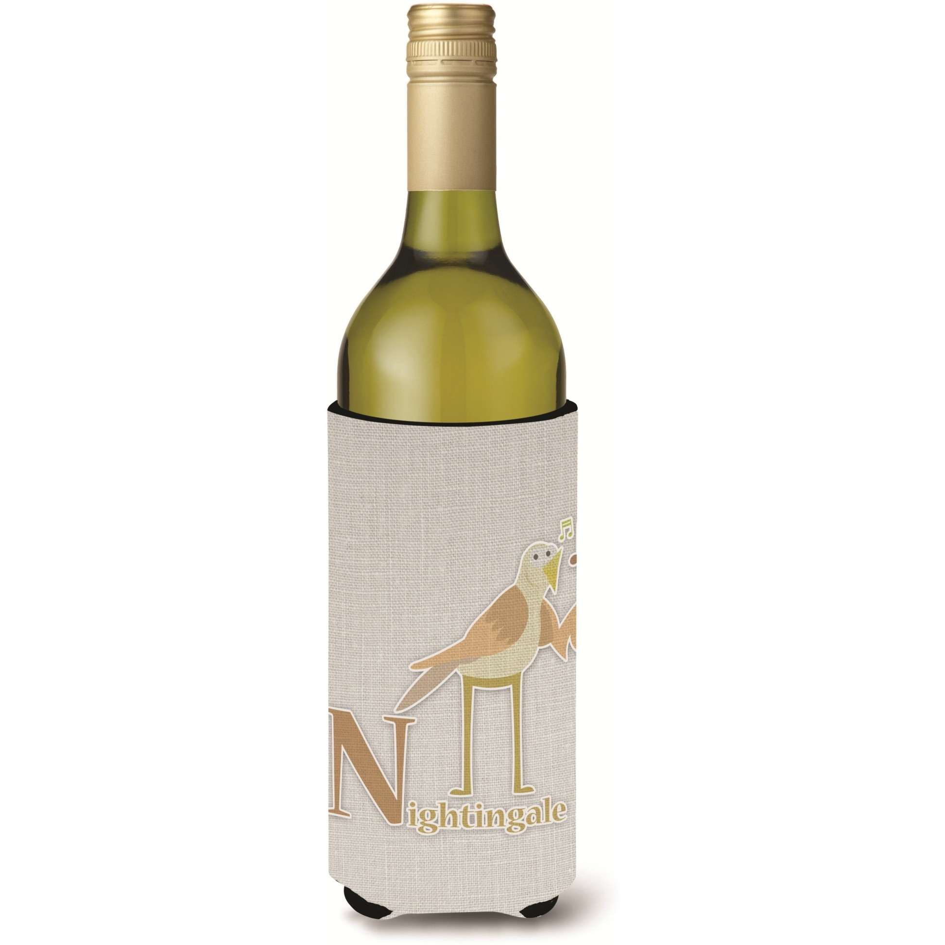&quotCaroline's Treasures Alphabet N for Nightingale Wine Bottle Beverage Insulator Hugger, Multicolor, 750ml"