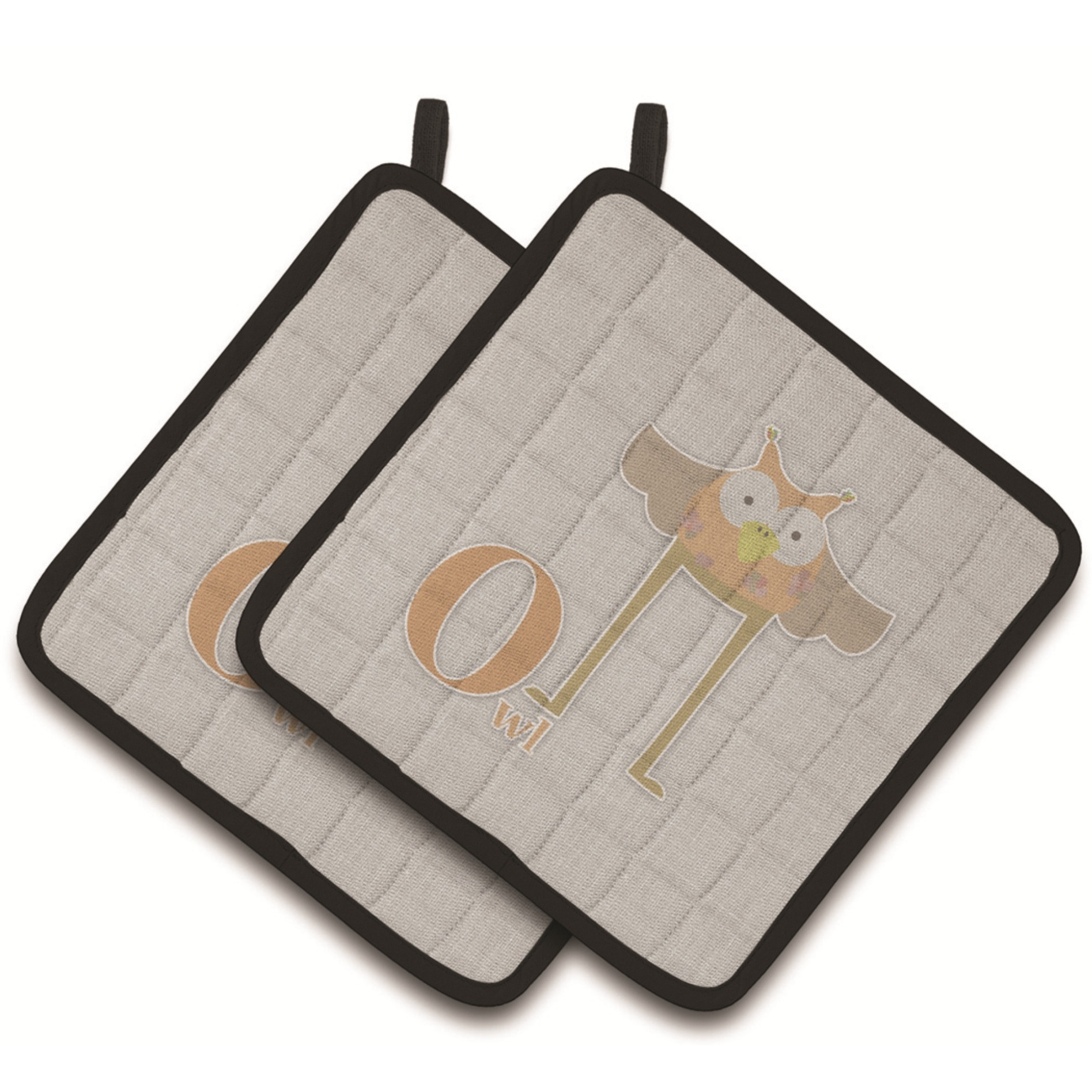 &quotCaroline's Treasures Alphabet O For Owl Pair of Pot Holders, 7.5HX7.5W, Multicolor"