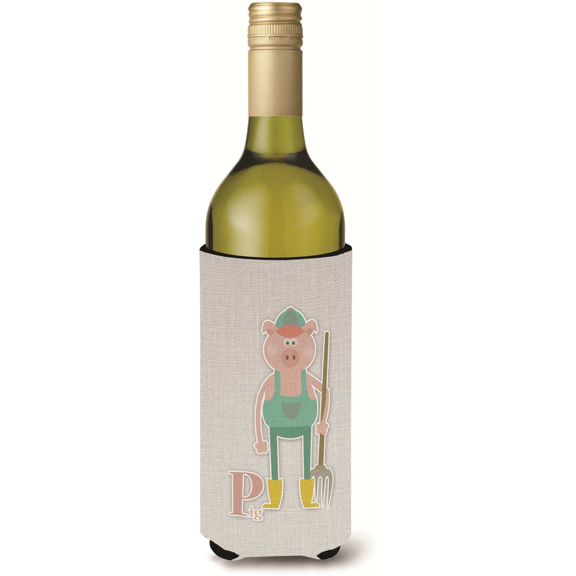 &quotCaroline's Treasures Alphabet P for Pig Wine Bottle Beverage Insulator Hugger, Multicolor, 750ml"