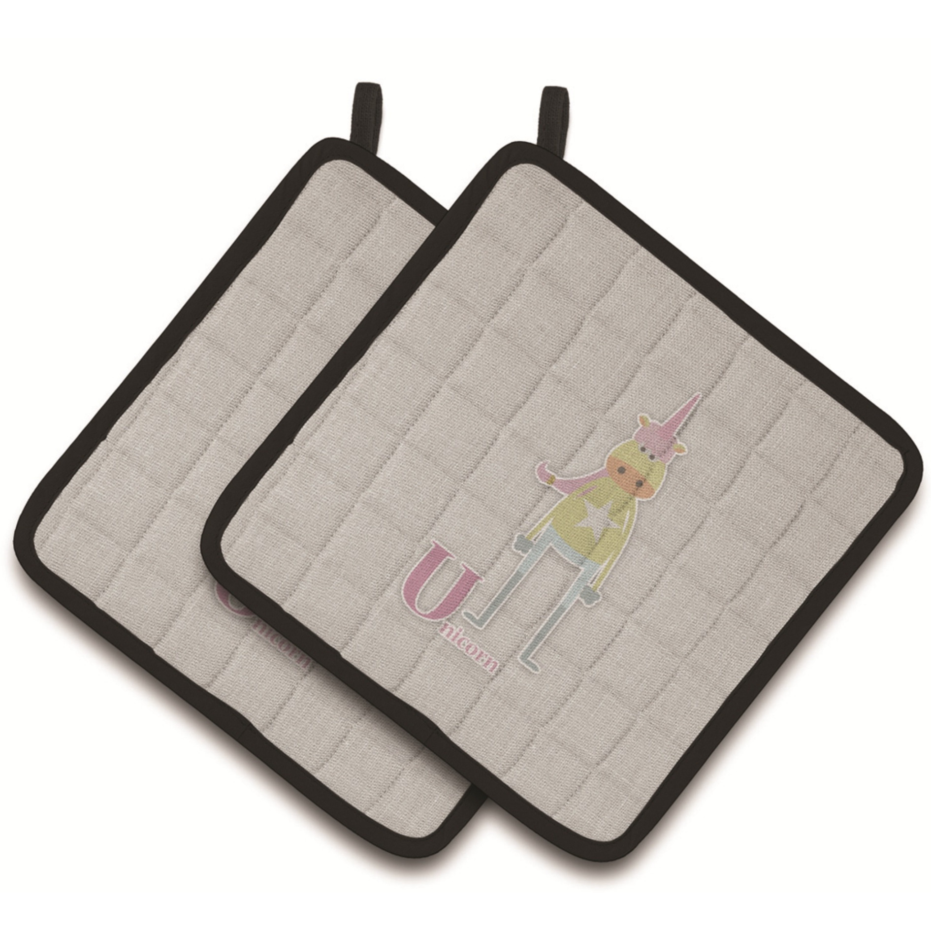 &quotCaroline's Treasures Alphabet U For Unicorn Pair of Pot Holders, 7.5HX7.5W, Multicolor"