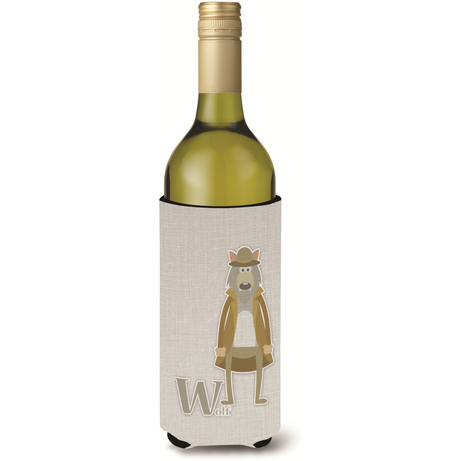 &quotCaroline's Treasures Alphabet W for Wolf Wine Bottle Beverage Insulator Hugger, Multicolor, 750ml"