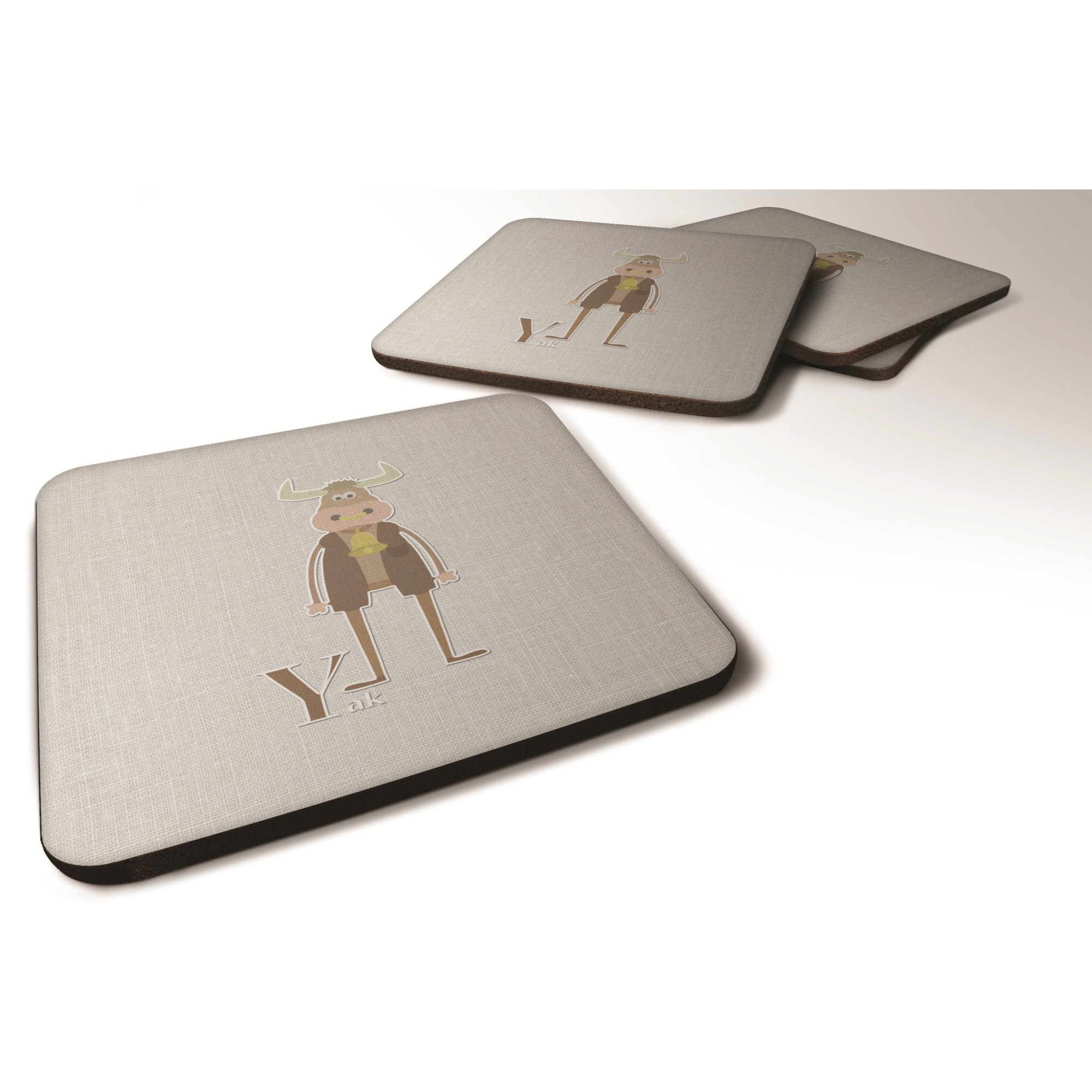 &quotCaroline's Treasures Alphabet Y For Yak Foam Coaster Set of 4, 3.5, Multicolor"