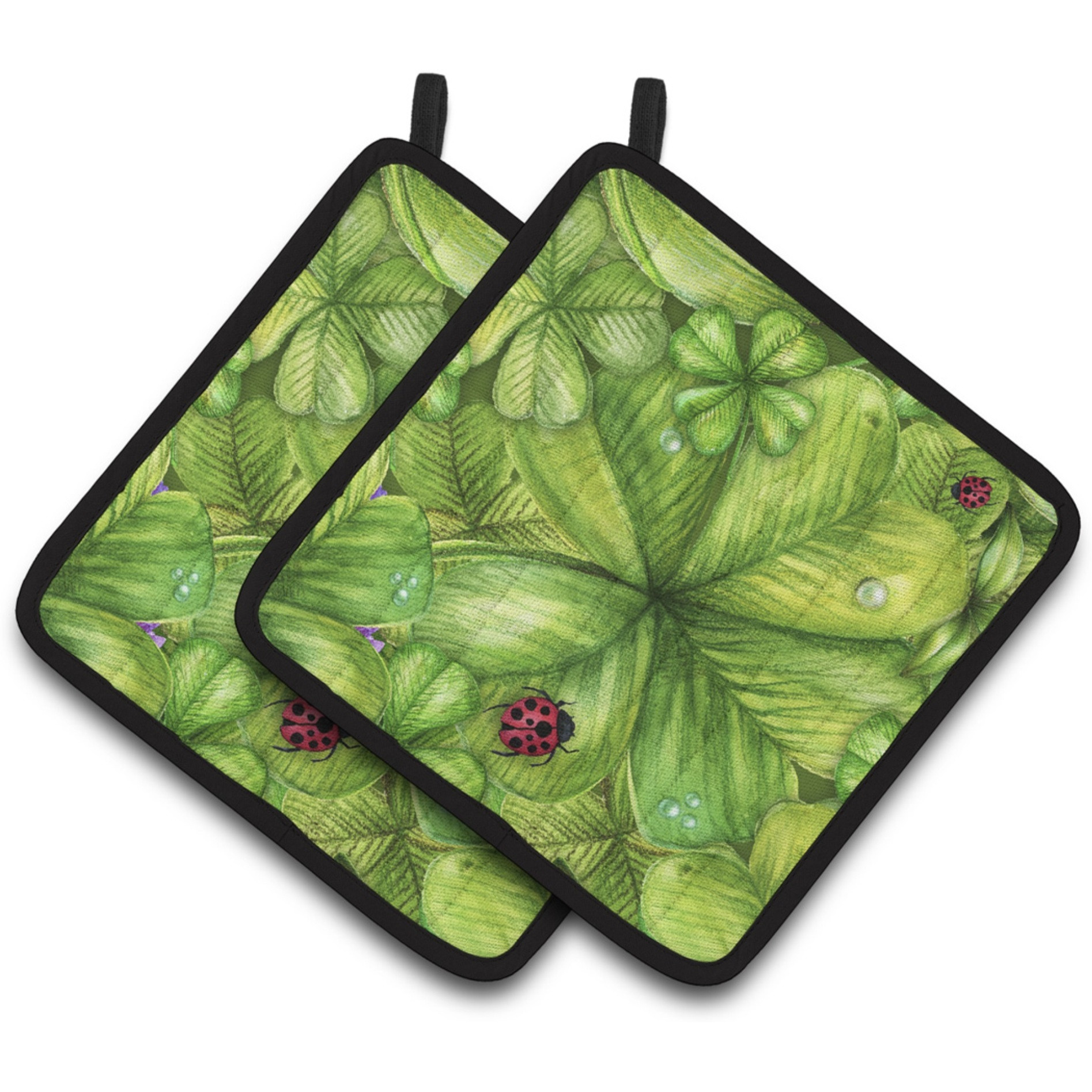 &quotCaroline's Treasures Shamrocks & lady Bugs Pair of Pot Holders, 7.5HX7.5W, Multicolor"