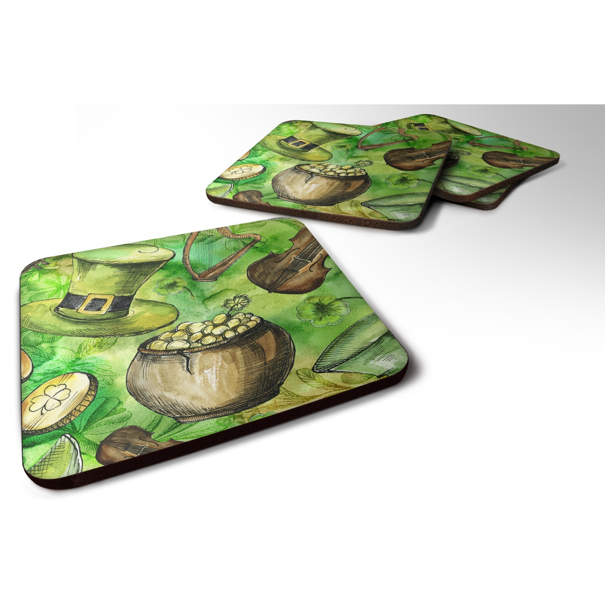 &quotCaroline's Treasures Luck of the Irish Foam Coaster Set of 4, 3.5, Multicolor"