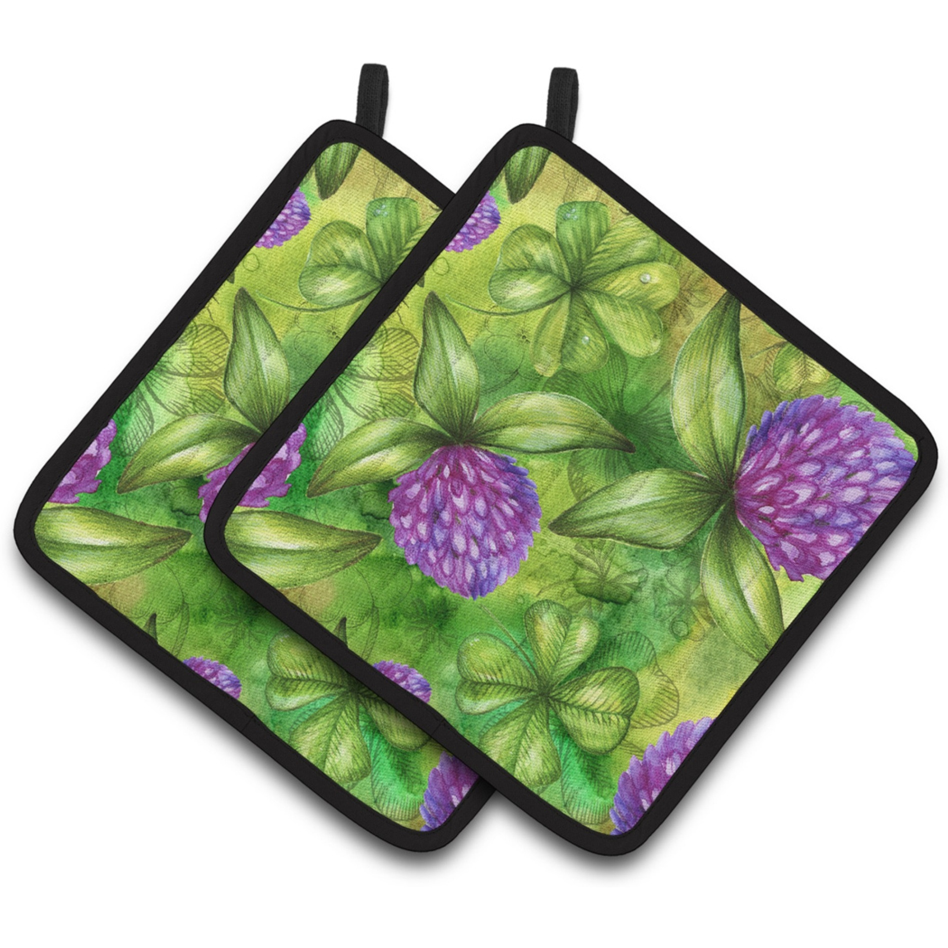 &quotCaroline's Treasures Shamrocks In Bloom Pair of Pot Holders, 7.5HX7.5W, Multicolor"