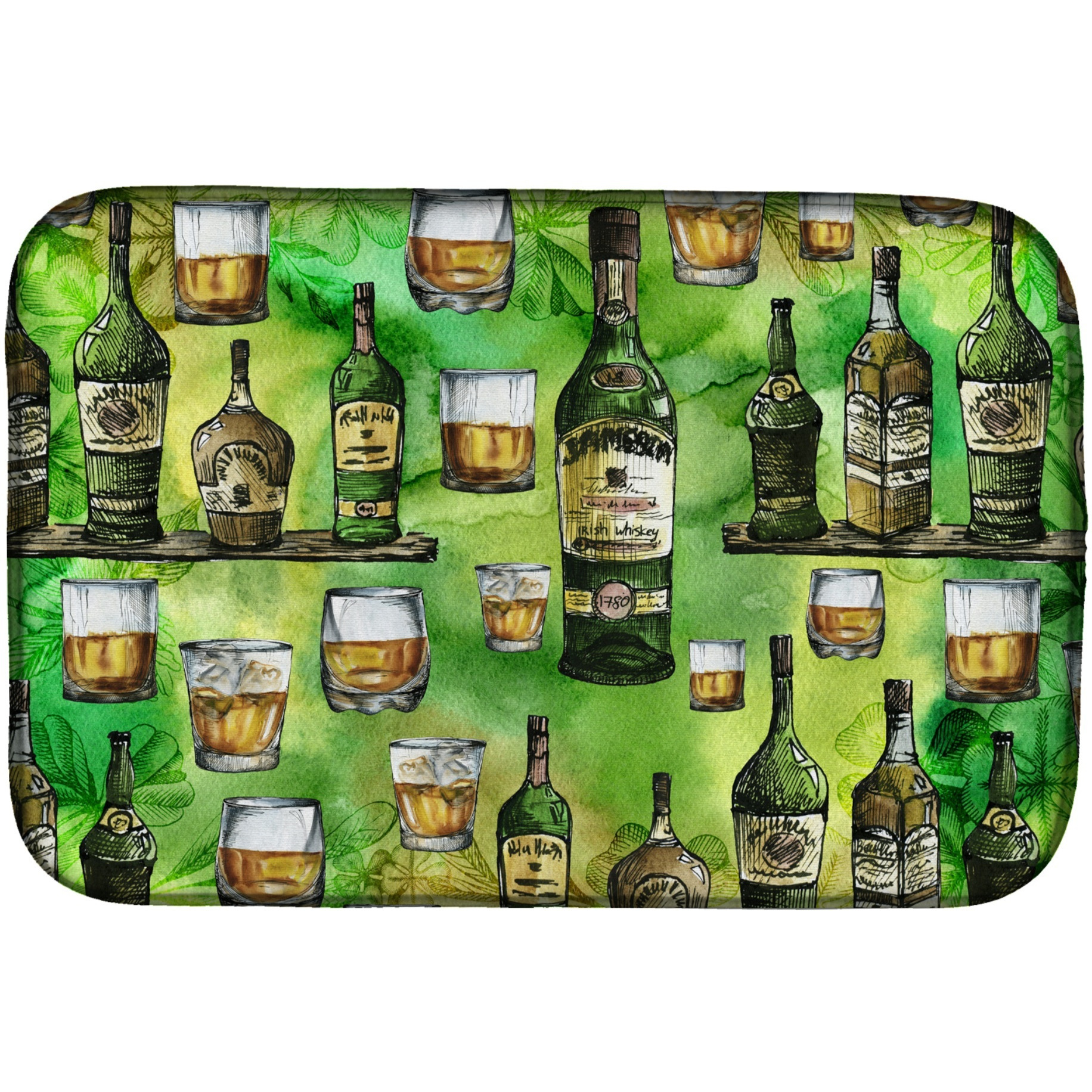 &quotCaroline's Treasures Irish Whiskey Dish Drying Mat, 14"" x 21"", Multicolor"