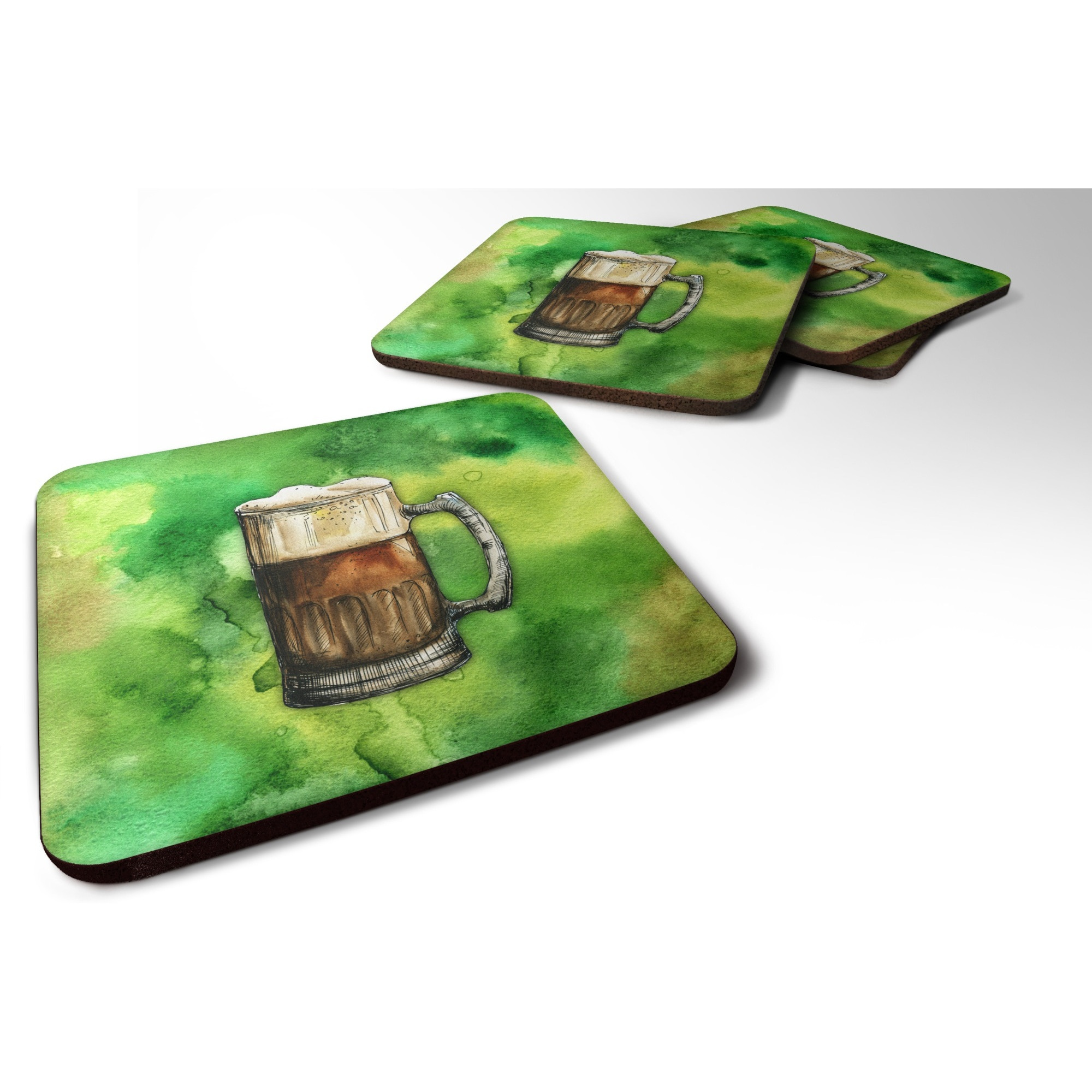 &quotCaroline's Treasures Irish Beer Mug Foam Coaster Set of 4, 3.5, Multicolor"