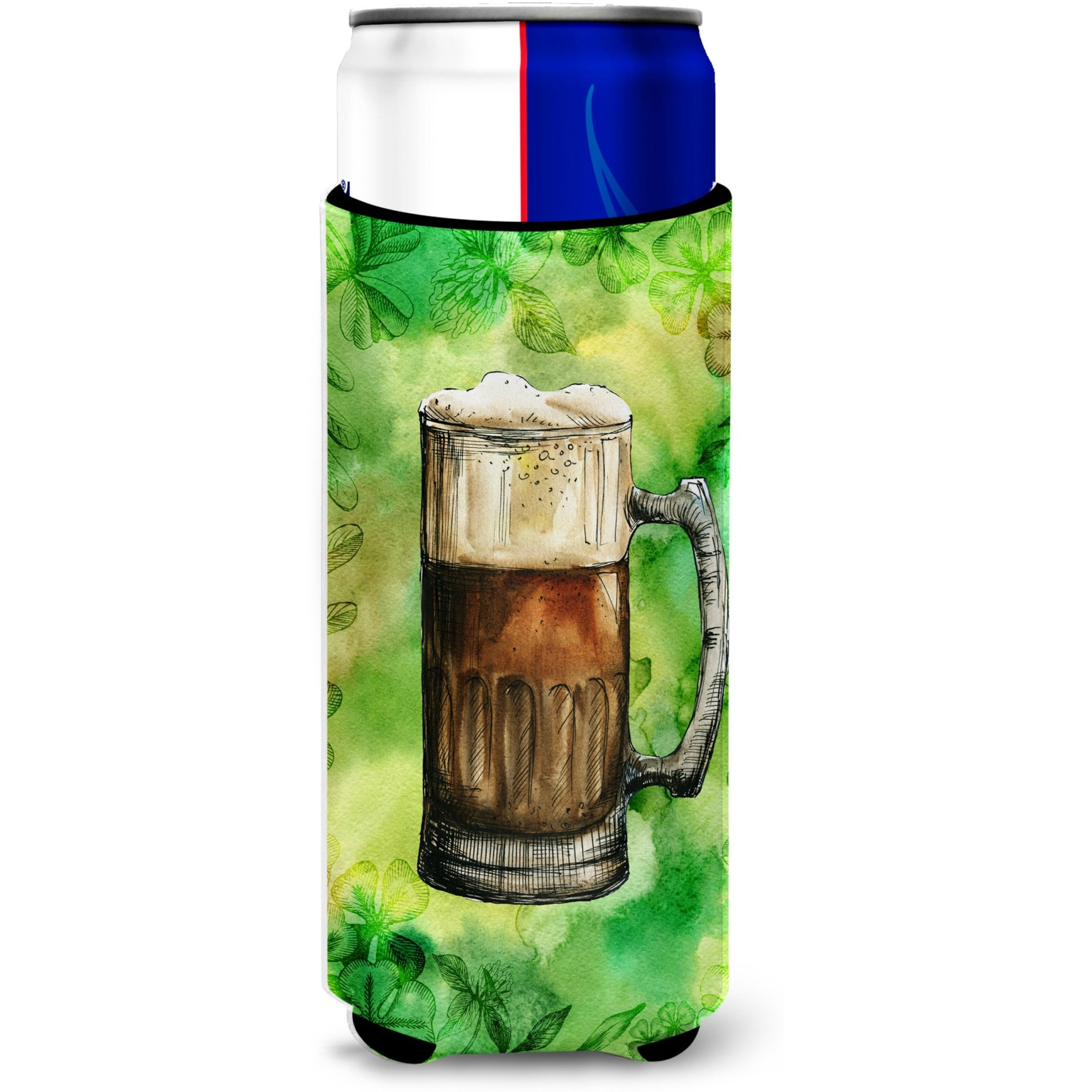 &quotCaroline's Treasures Irish Beer Mug Michelob Ultra Hugger For Slim Cans, Slim Can, Multicolor"