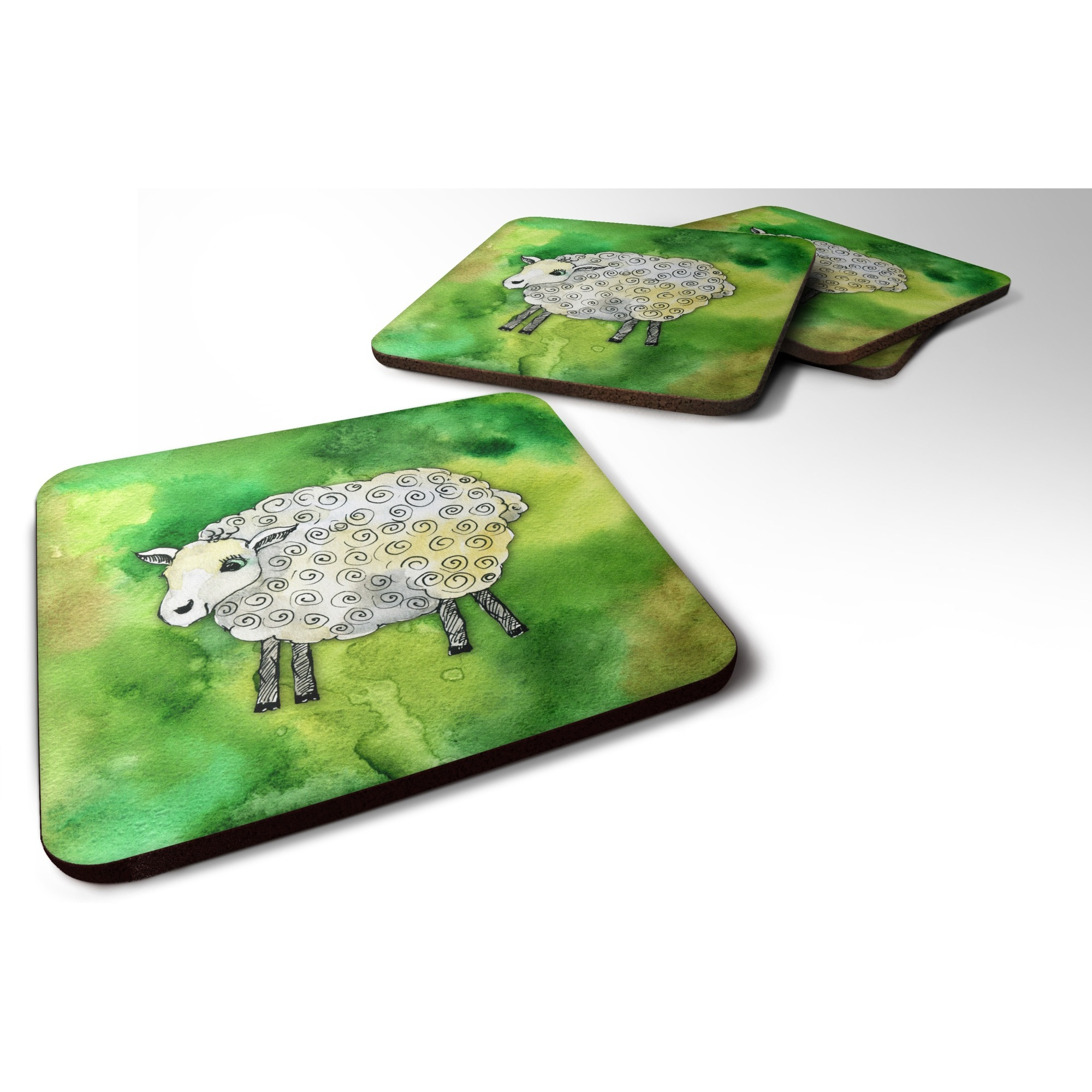 &quotCaroline's Treasures Irish Sheep Foam Coaster Set of 4, 3.5, Multicolor"