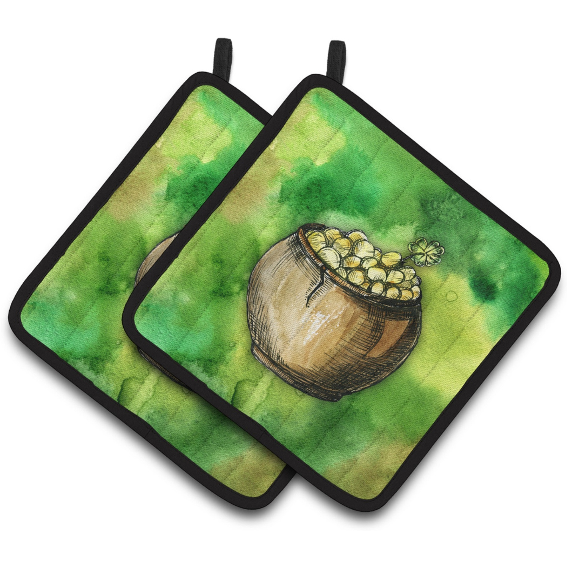 &quotCaroline's Treasures Irish Pot of Gold Pair of Pot Holders, 7.5HX7.5W, Multicolor"