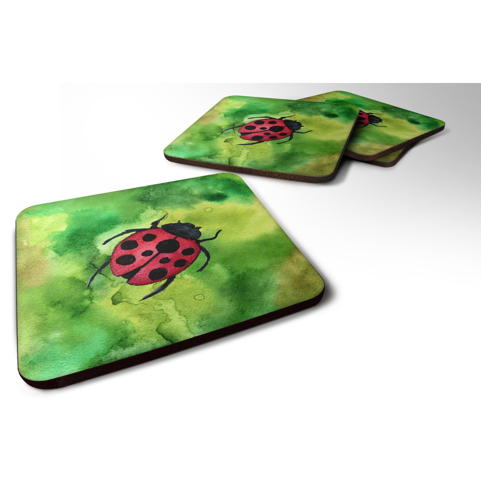&quotCaroline's Treasures Irish Lady Bug Foam Coaster Set of 4, 3.5, Multicolor"