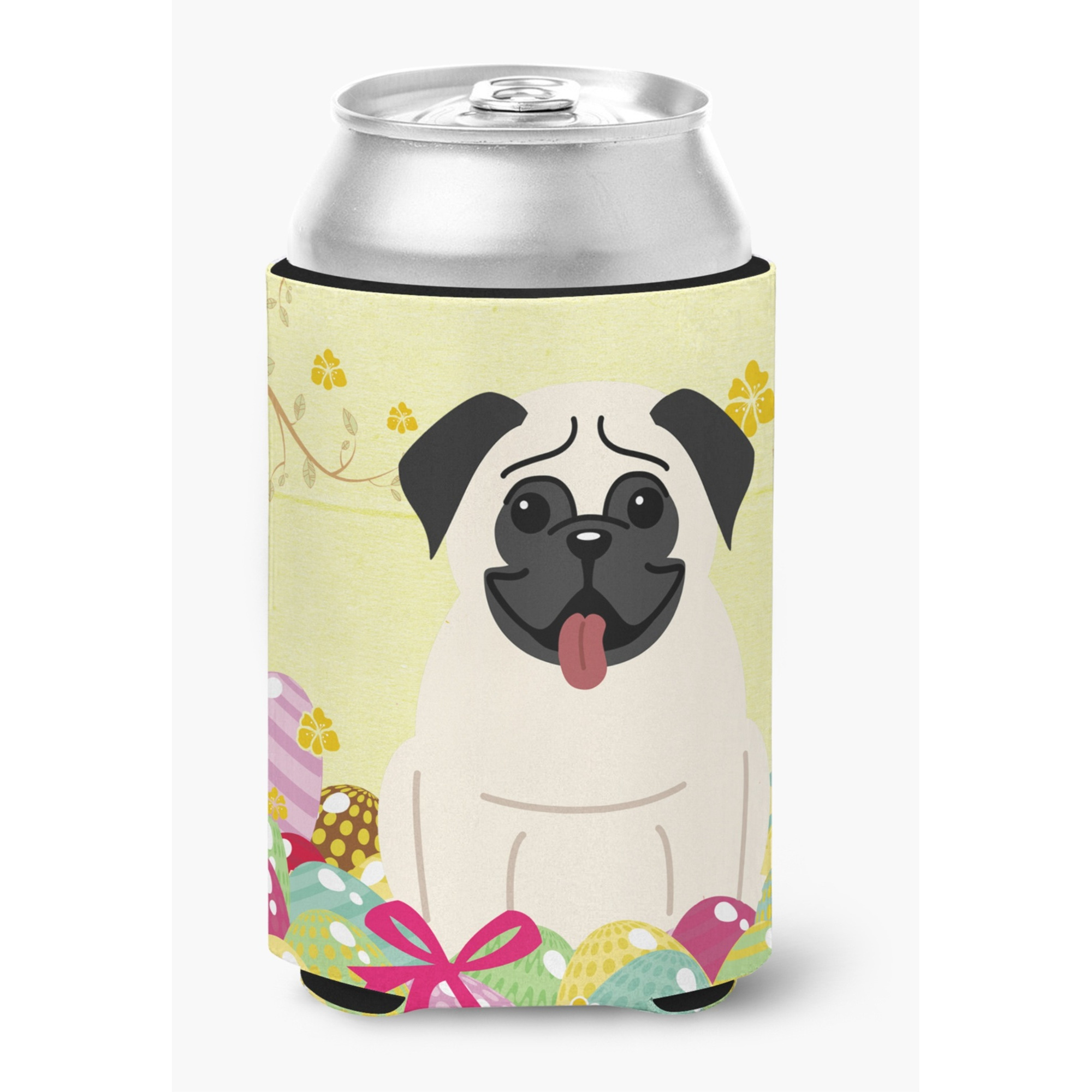 &quotCaroline's Treasures Easter Eggs Pug Cream Can or Bottle Hugger, Can Hugger, Multicolor"