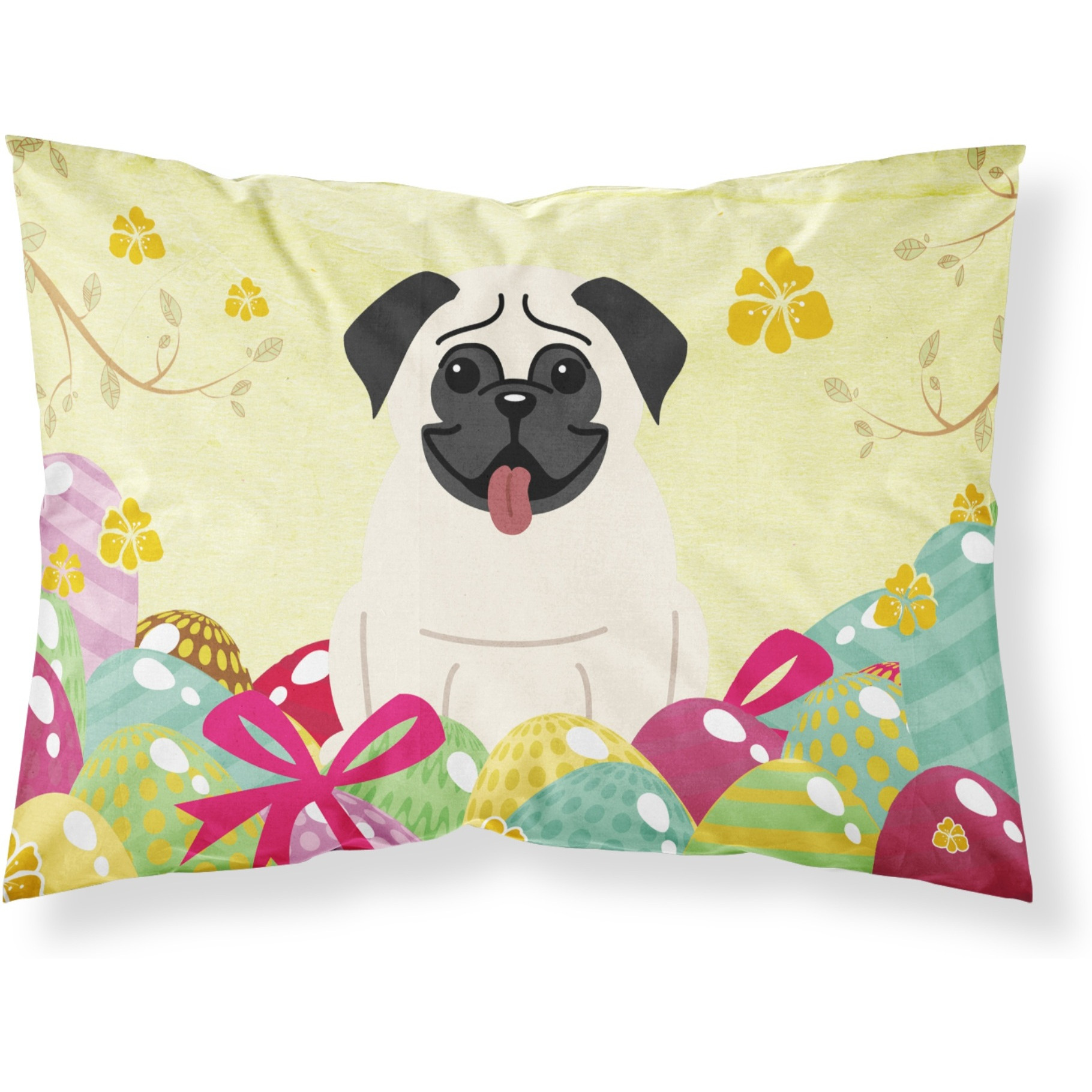 Easter Eggs Pug Cream Fabric Standard Pillowcase