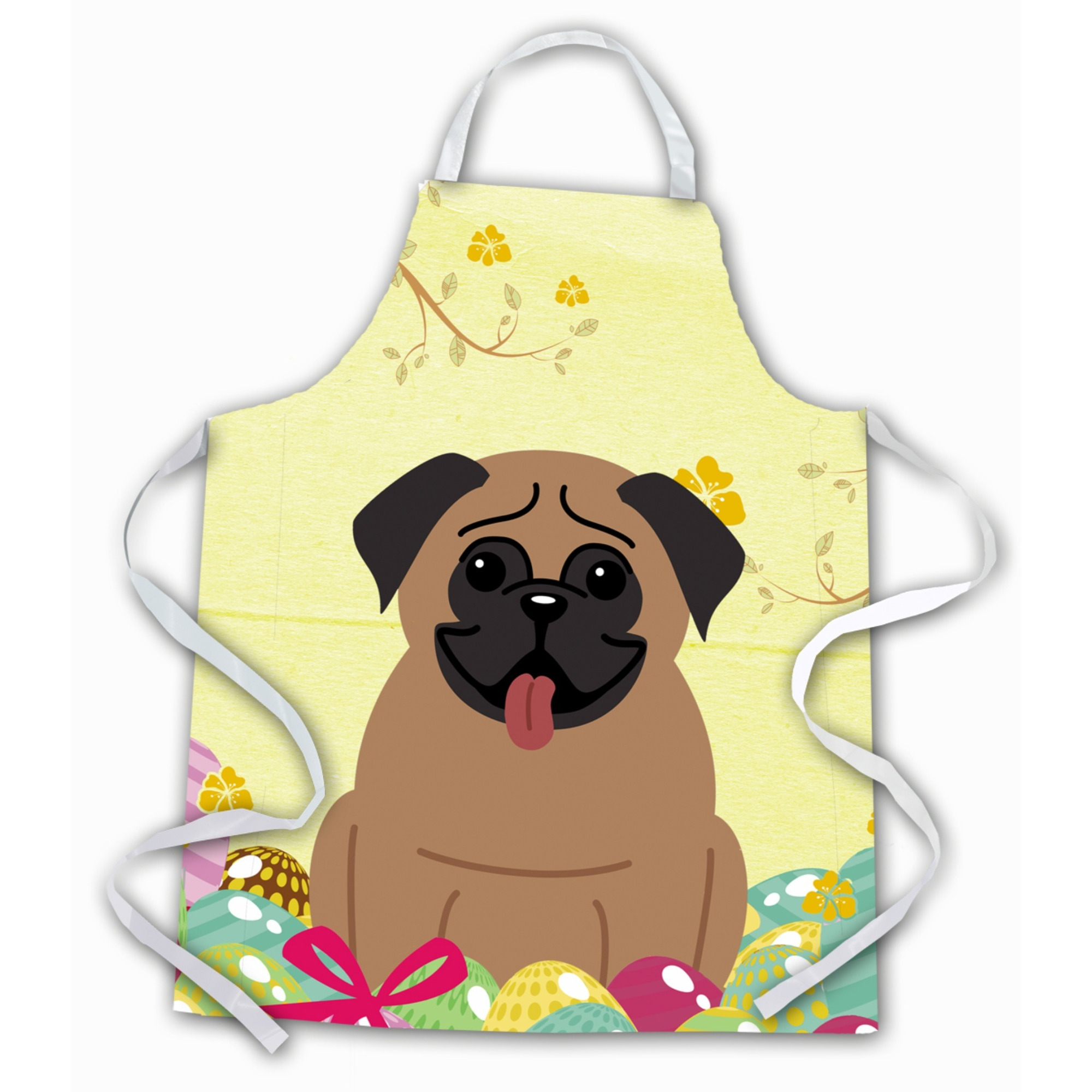 &quotCaroline's Treasures Easter Eggs Pug Brown Apron, Large, Multicolor"
