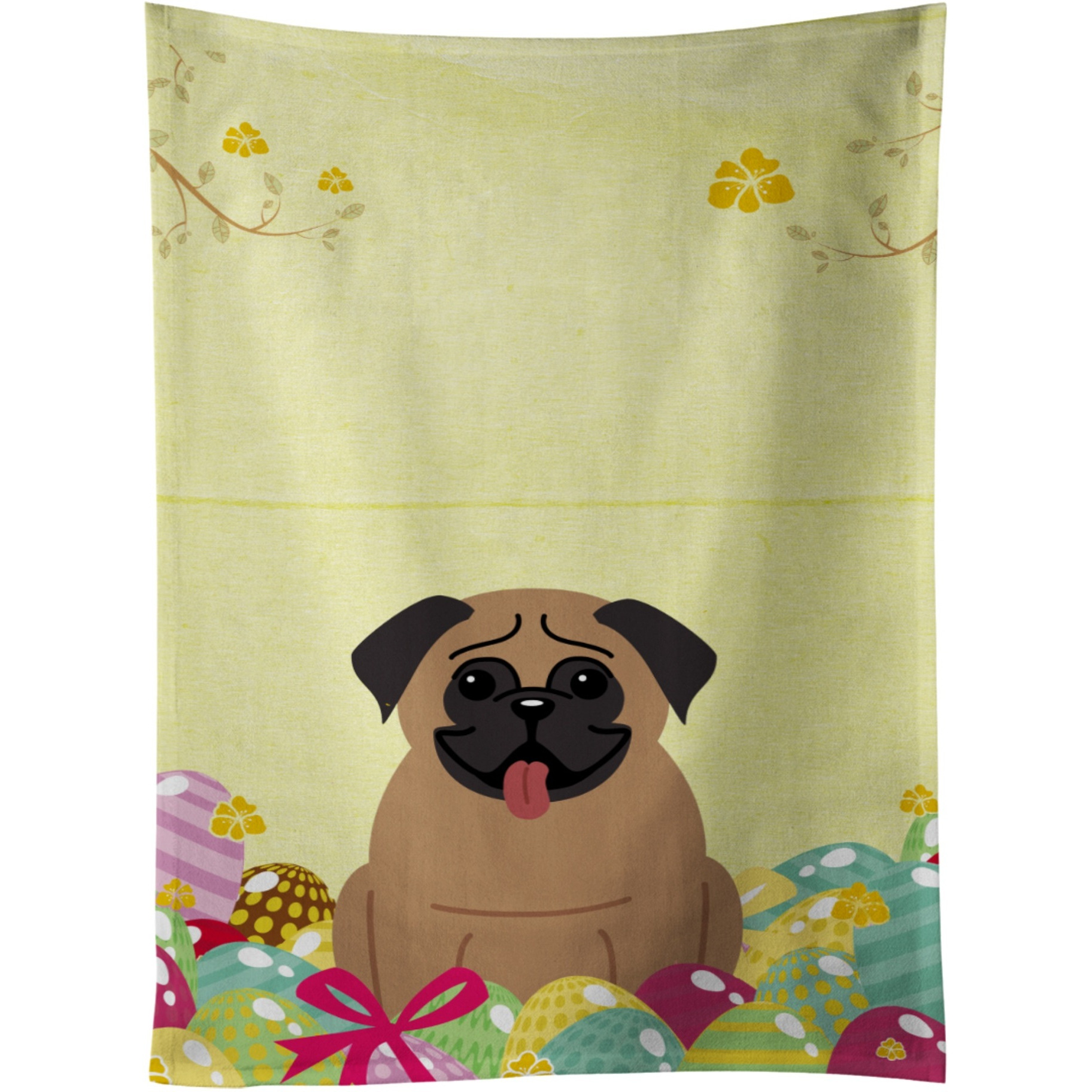 &quotCaroline's Treasures BB6005KTWL Easter Eggs Pug Brown Kitchen Towel, Multicolor, 25"" x 15"""