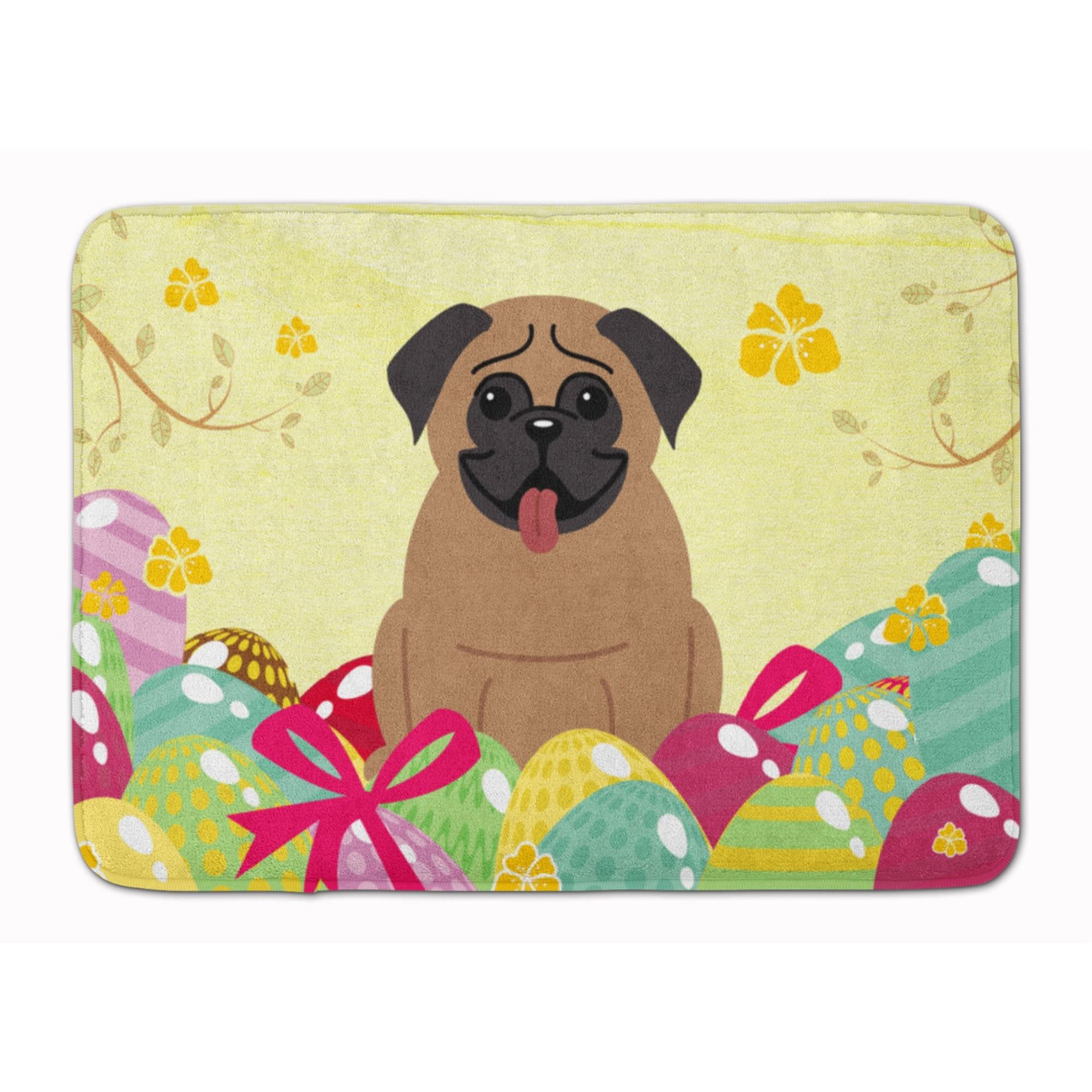 &quotCaroline's Treasures Easter Eggs Pug Brown Machine Washable Memory Foam Mat doormats, Multicolor"