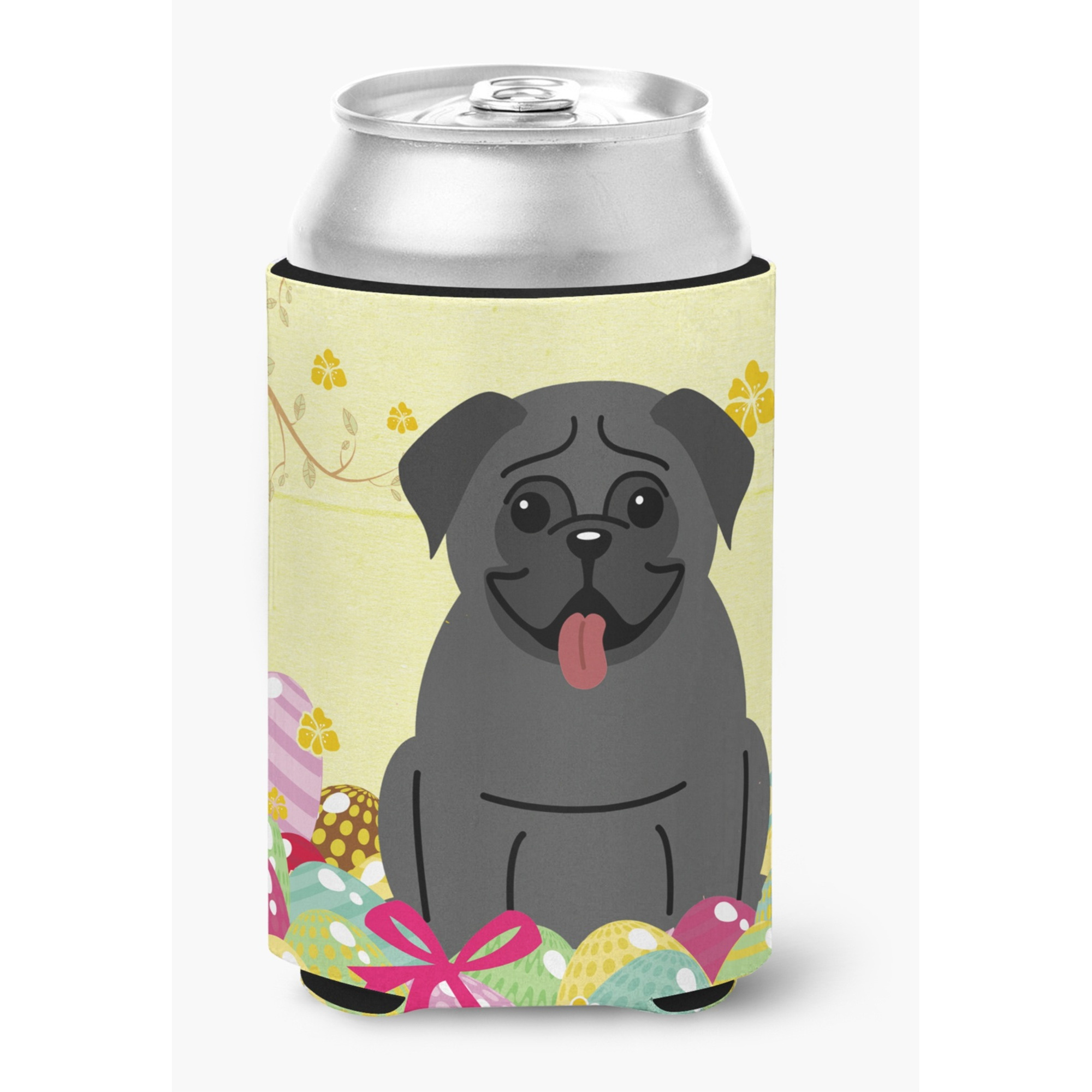 &quotCaroline's Treasures Easter Eggs Pug black Can or Bottle Hugger, Can Hugger, Multicolor"