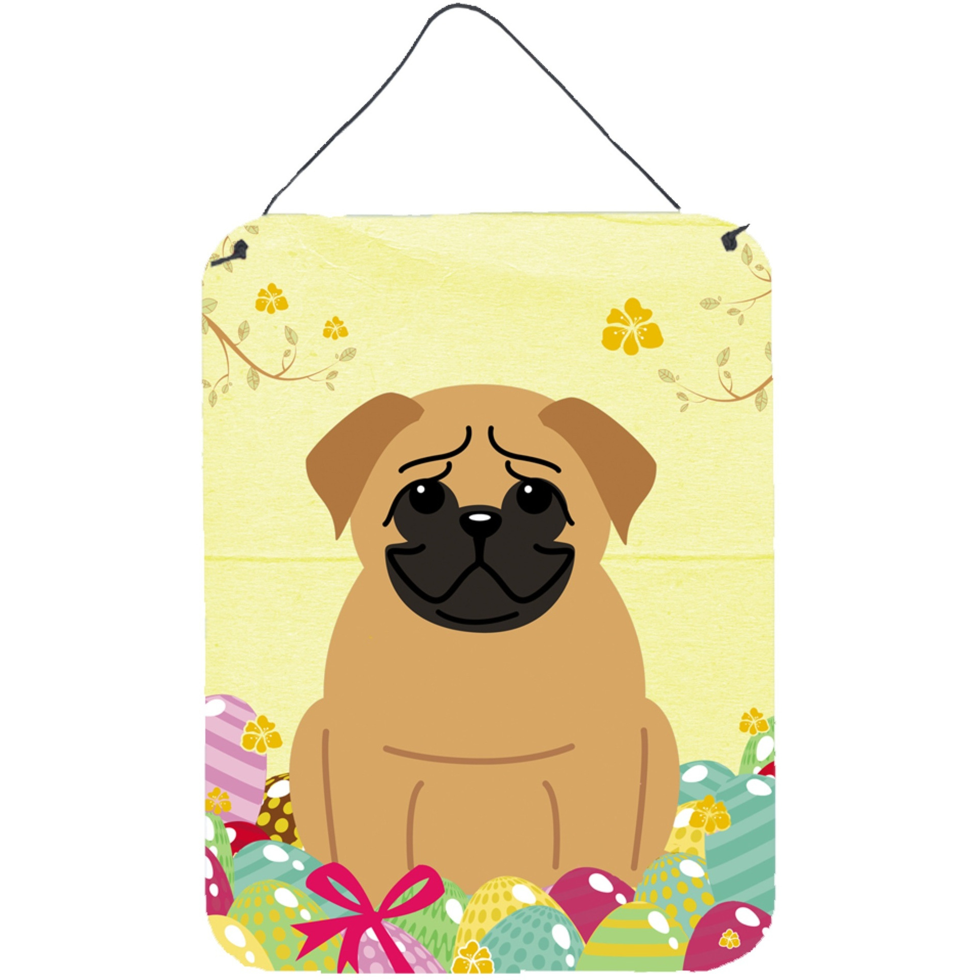 &quotCaroline's Treasures Easter Eggs Pug Brown Metal Print, 16 x 12, Multicolor"