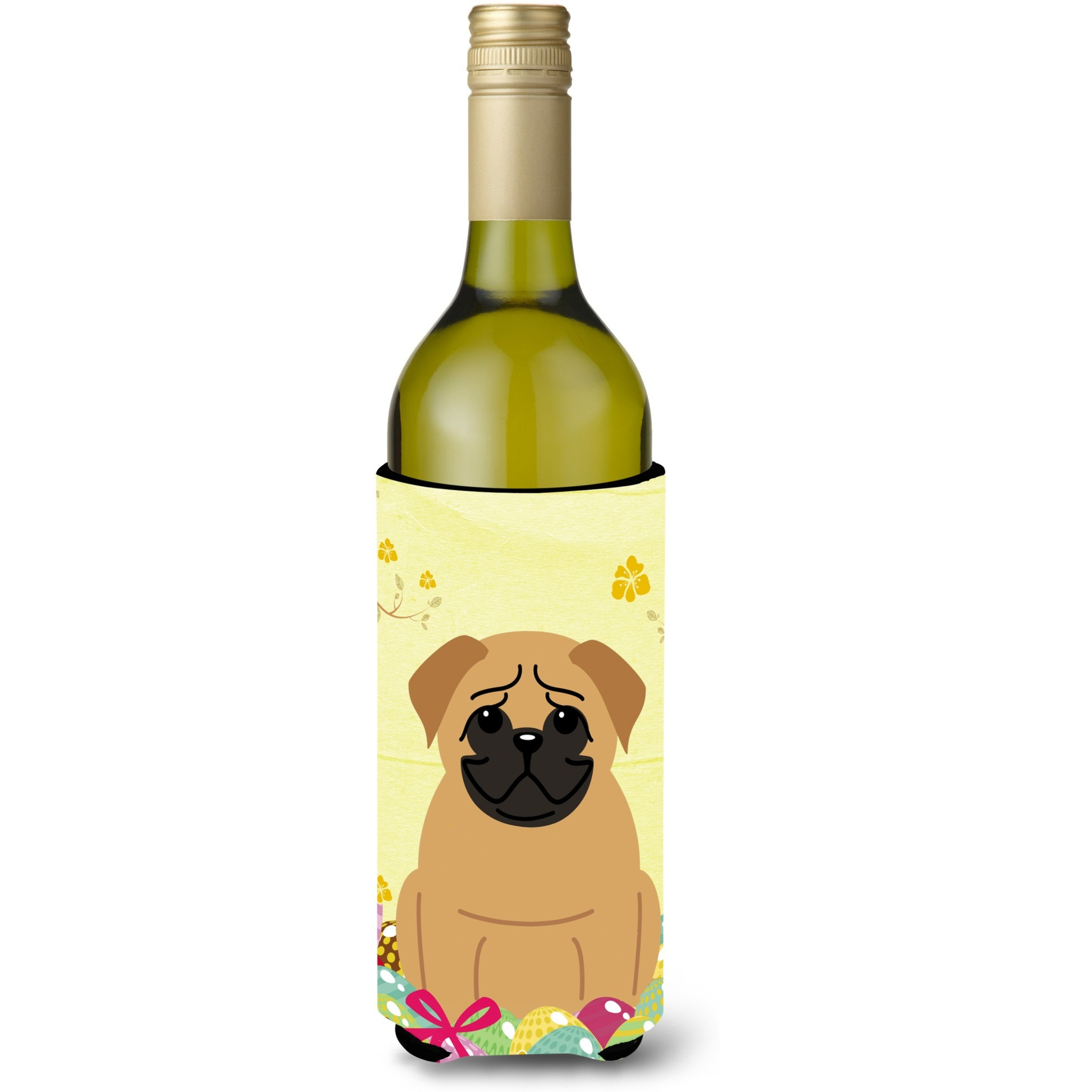 &quotCaroline's Treasures BB6007LITERK Easter Eggs Pug Brown Wine Bottle Beverage Insulator Hugger, 750ml, Multicolor"
