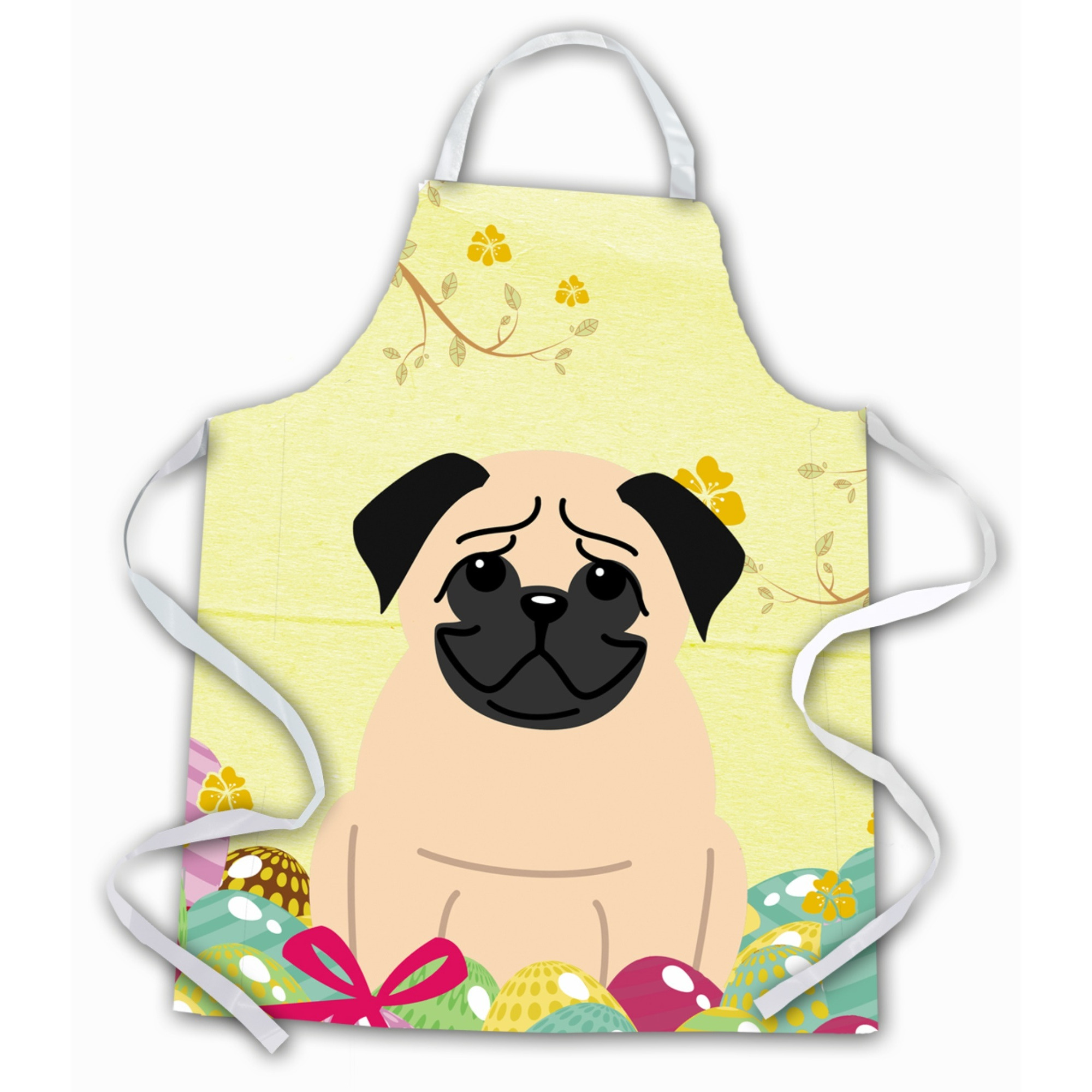 &quotCaroline's Treasures Easter Eggs Pug Fawn Apron, Large, Multicolor"