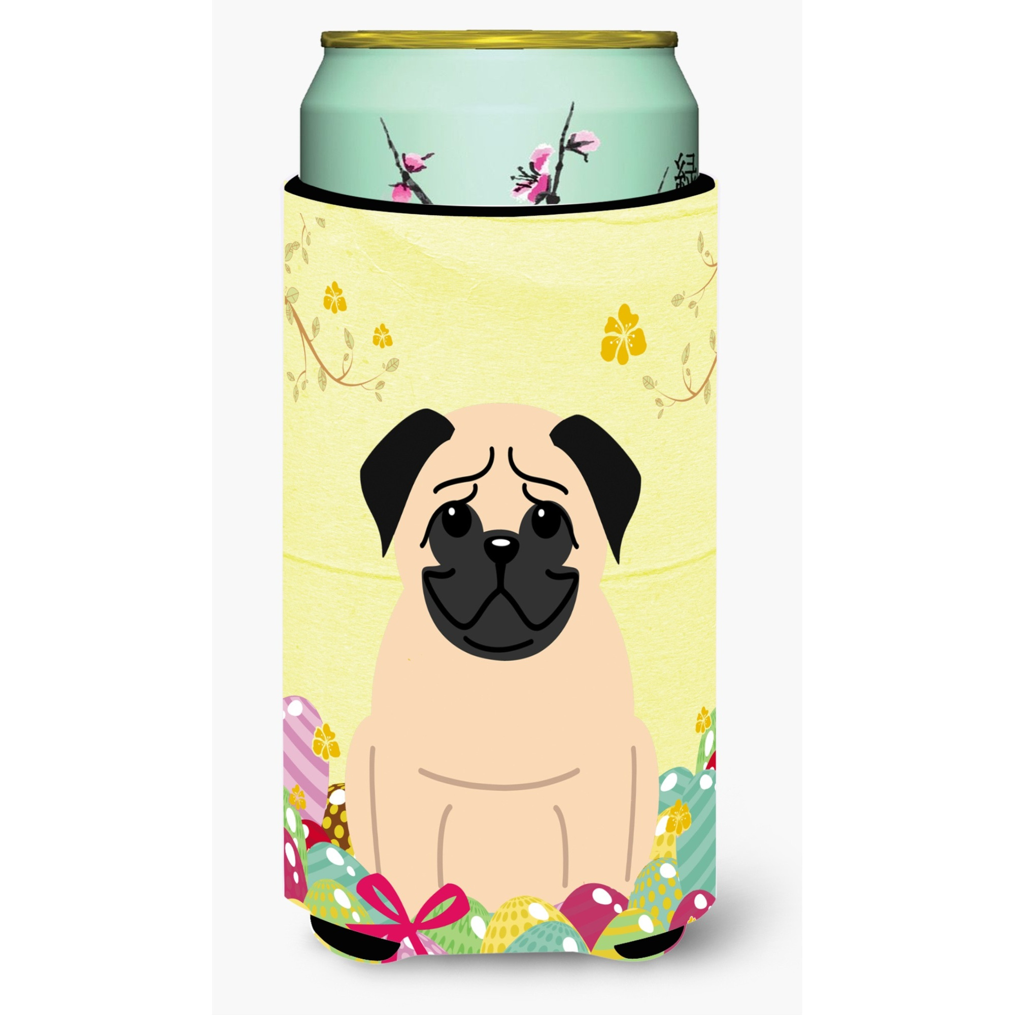 &quotCaroline's Treasures Easter Eggs Pug Fawn Tall Boy Beverage Insulator Hugger, Multicolor"