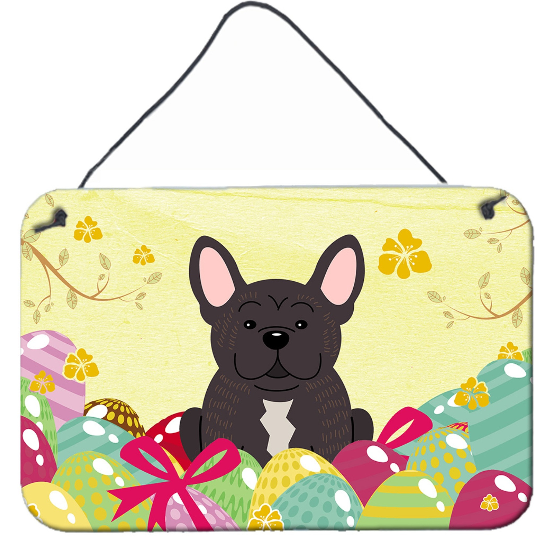 &quotCaroline's Treasures Easter Eggs French Bulldog Brindle Metal Print, 8"&quotH x 12"&quotW, Multicolor"