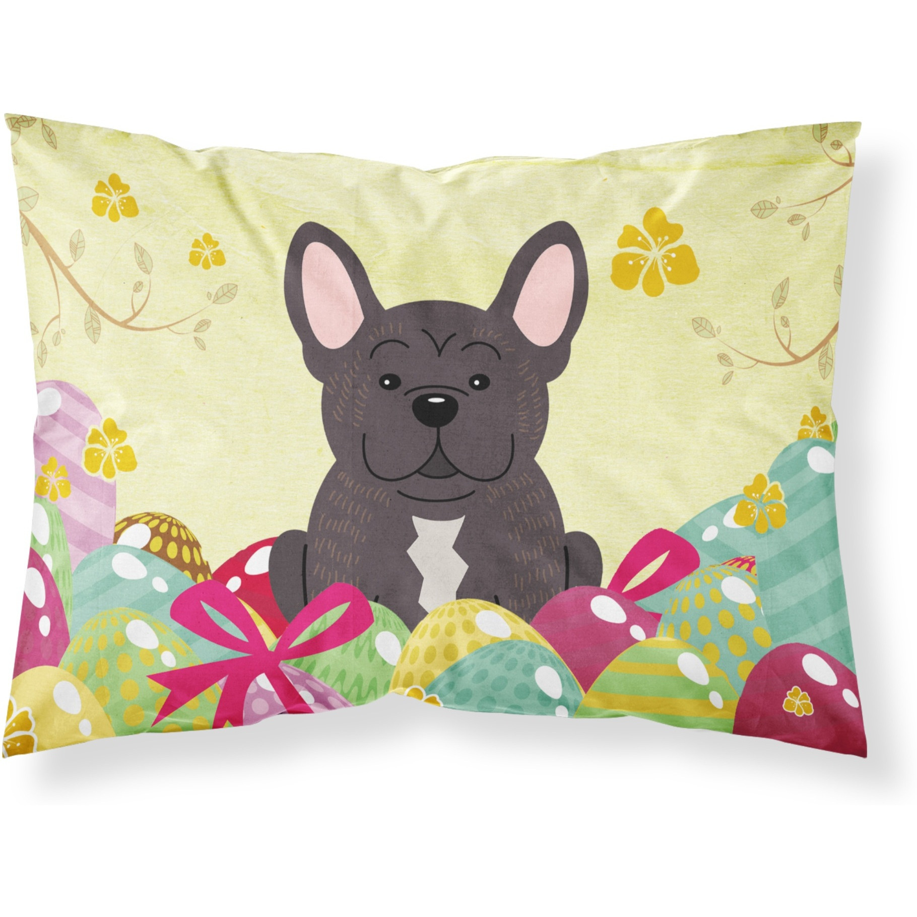 Easter Eggs French Bulldog Brindle Fabric Standard Pillowcase