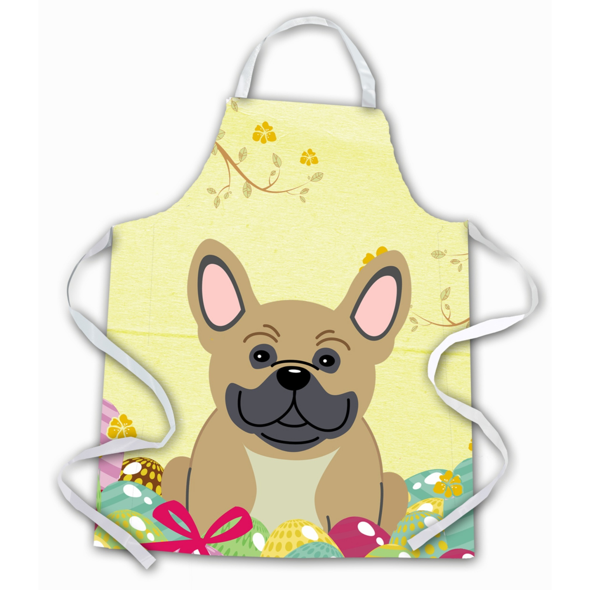 &quotCaroline's Treasures Easter Eggs French Bulldog Cream Apron, Large, Multicolor"