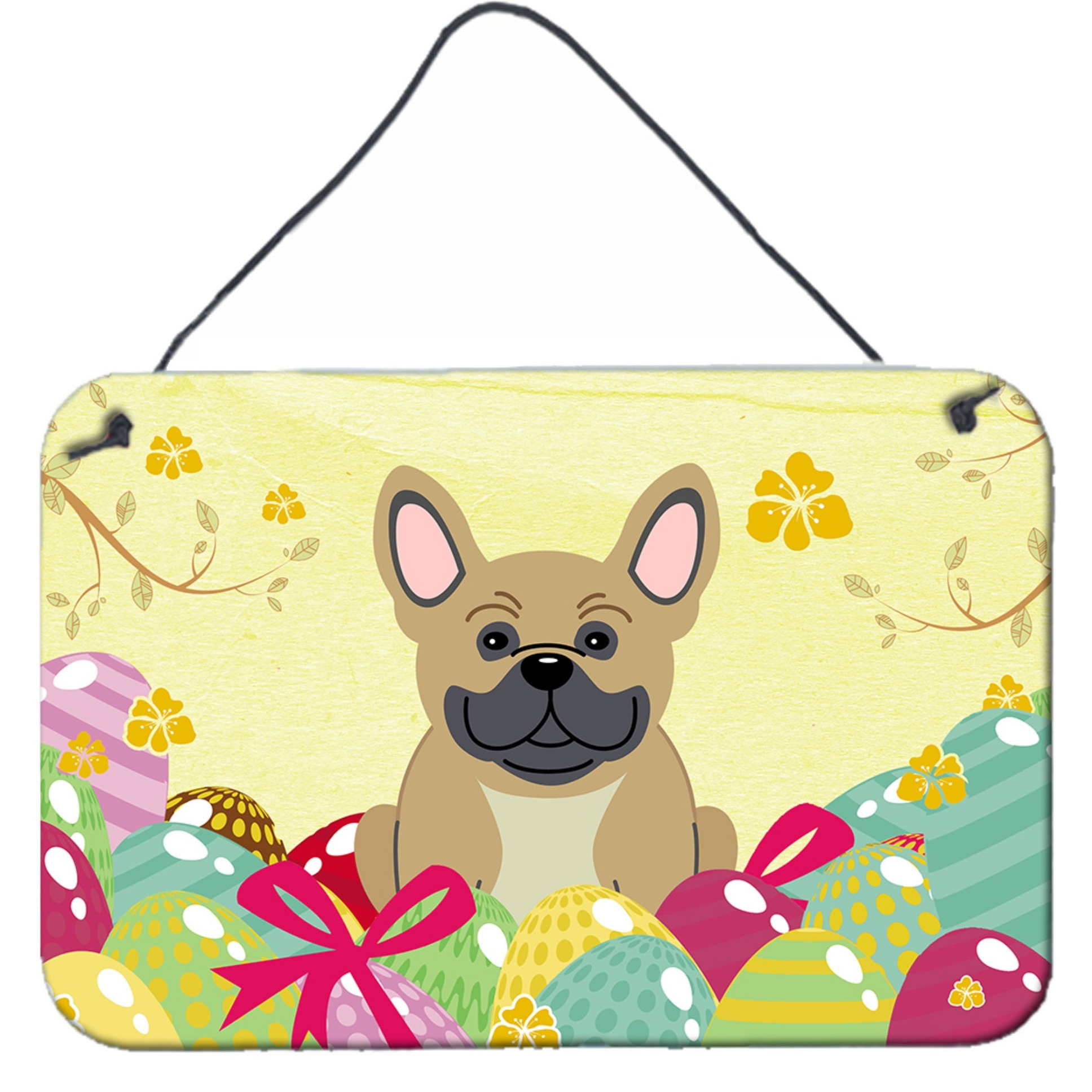 &quotCaroline's Treasures Easter Eggs French Bulldog Cream Metal Print, 8"" H x 12"" W"