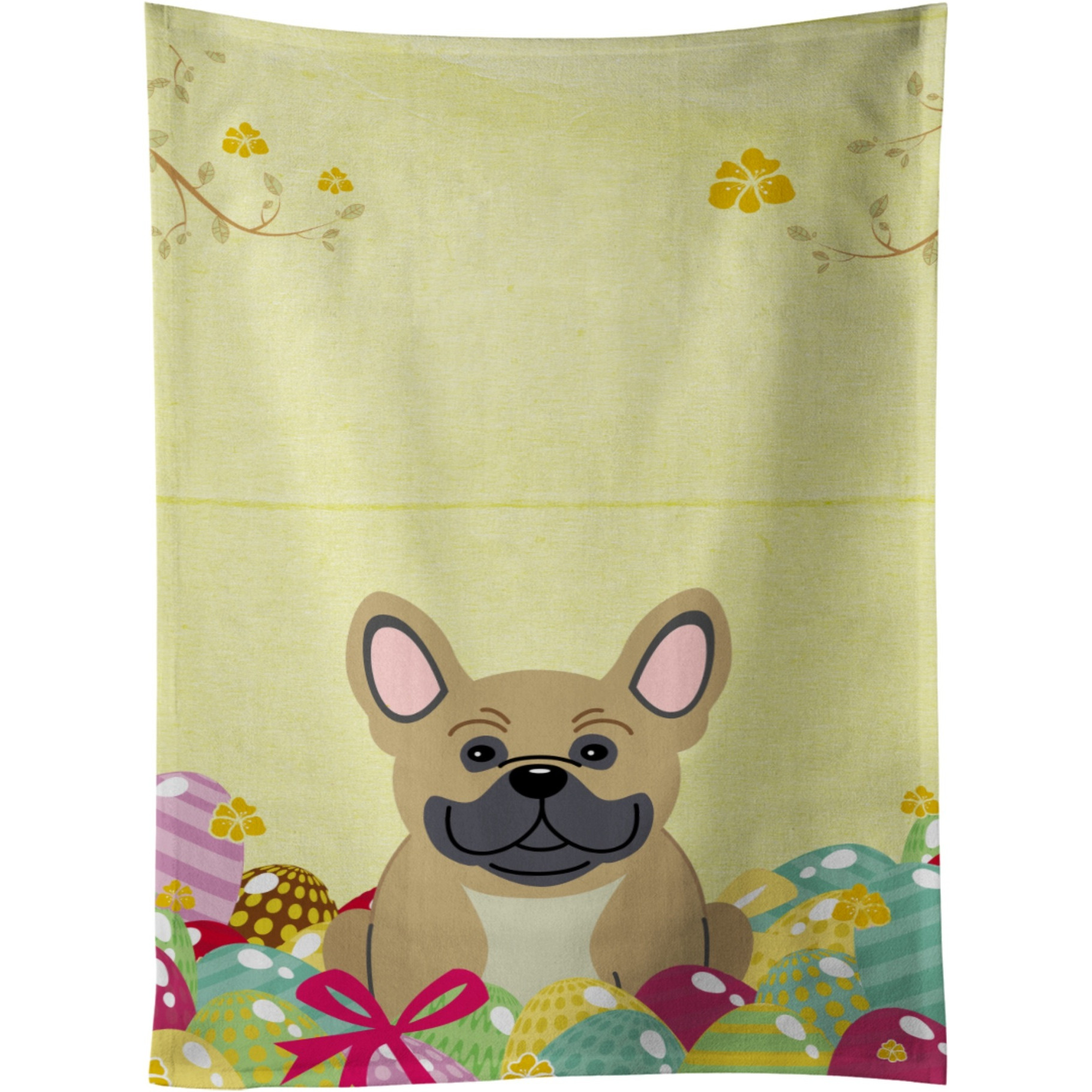 &quotCaroline's Treasures Easter Eggs French Bulldog Cream Kitchen Towel, Multicolor, 25"" x 15"""