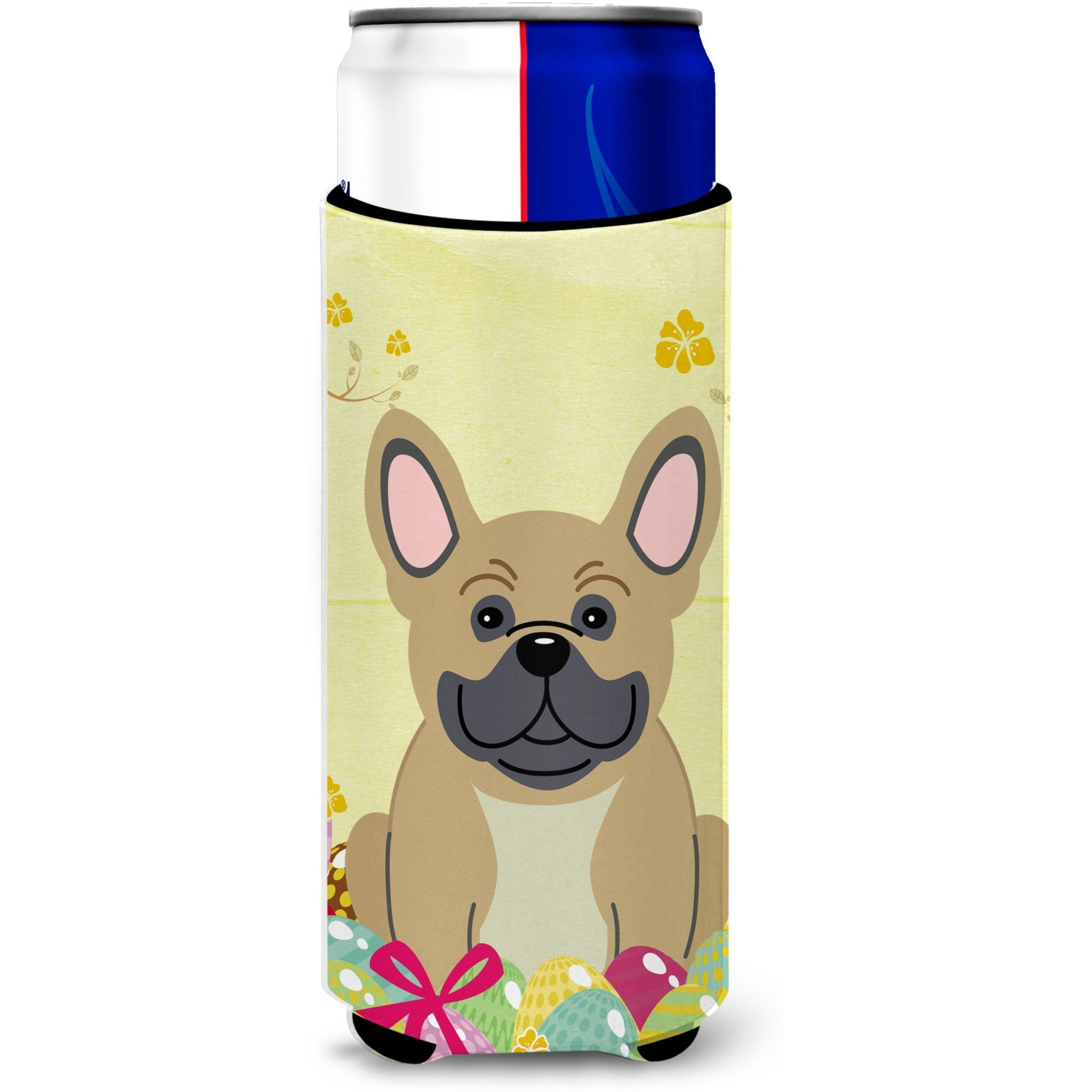 &quotCaroline's Treasures Easter Eggs French Bulldog Cream Michelob Ultra Hugger For Slim Cans, Slim Can, Multicolor"