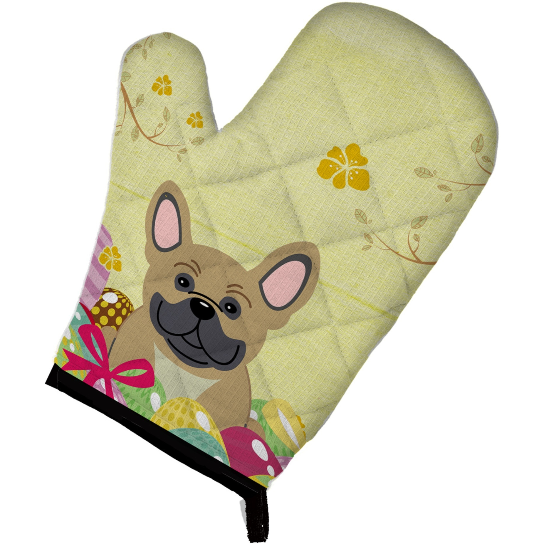&quotCaroline's Treasures Easter Eggs French Bulldog Cream Oven Mitt, Multicolor, 12"" x 8.5"""