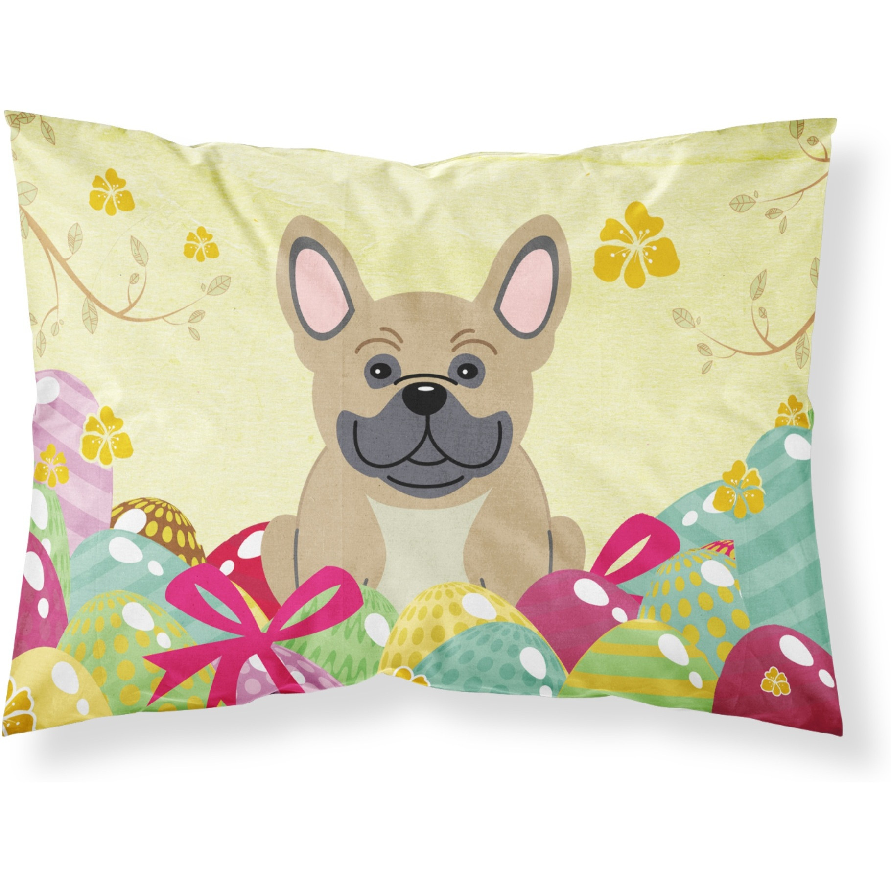 Easter Eggs French Bulldog Cream Fabric Standard Pillowcase