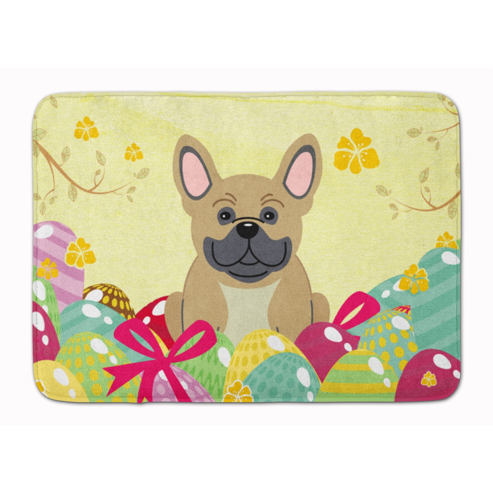 &quotCaroline's Treasures Easter Eggs French Bulldog Cream Machine Washable Memory Foam Mat doormats, Multicolor"