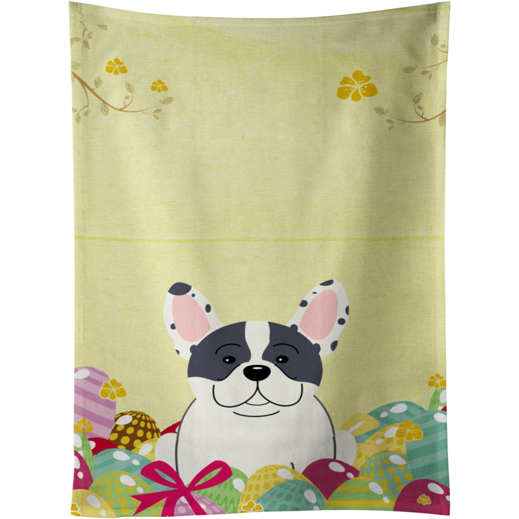 &quotCaroline's Treasures Easter Eggs French Bulldog Piebald Kitchen Towel, Multicolor, 25"" x 15"""