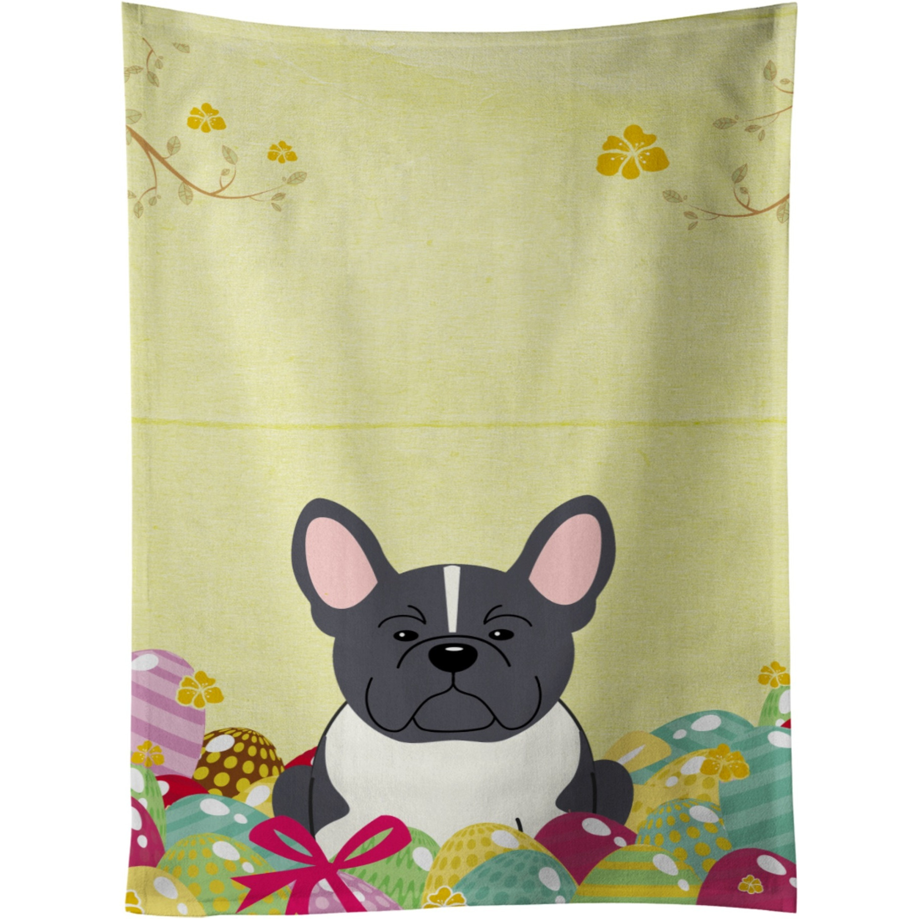 &quotCaroline's Treasures Easter Eggs French Bulldog Black White Kitchen Towel, Multicolor, 25"" x 15"""