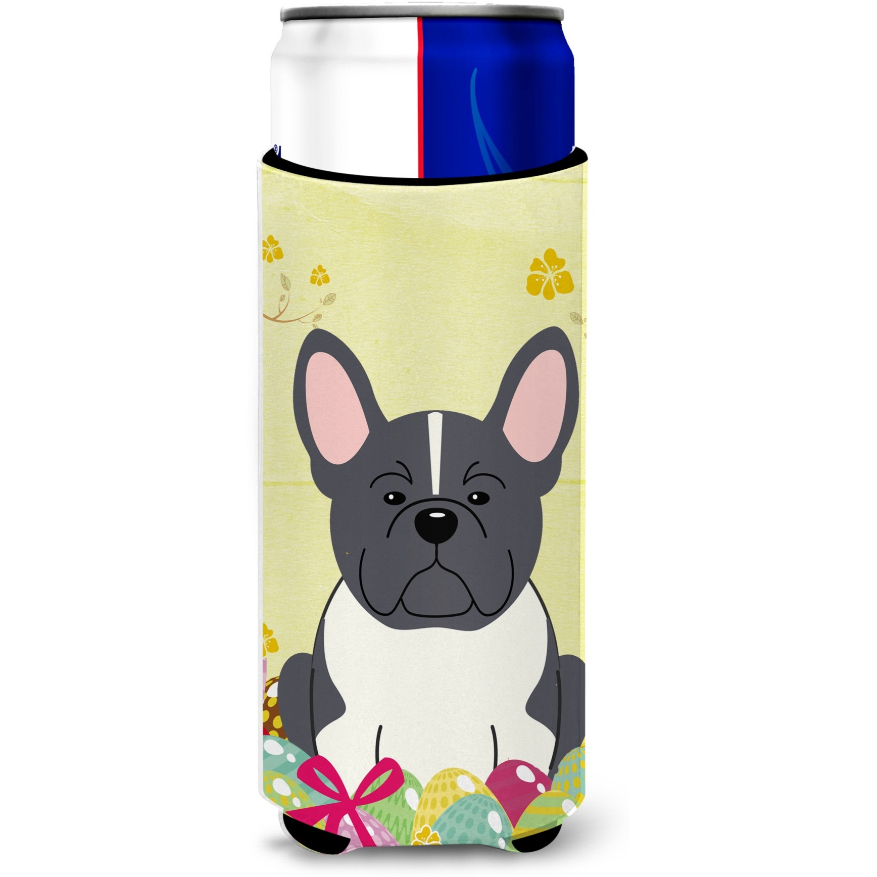 &quotCaroline's Treasures Easter French Bulldog black White Michelob Ultra Hugger For Slim Cans, Slim Can, Multicolor"