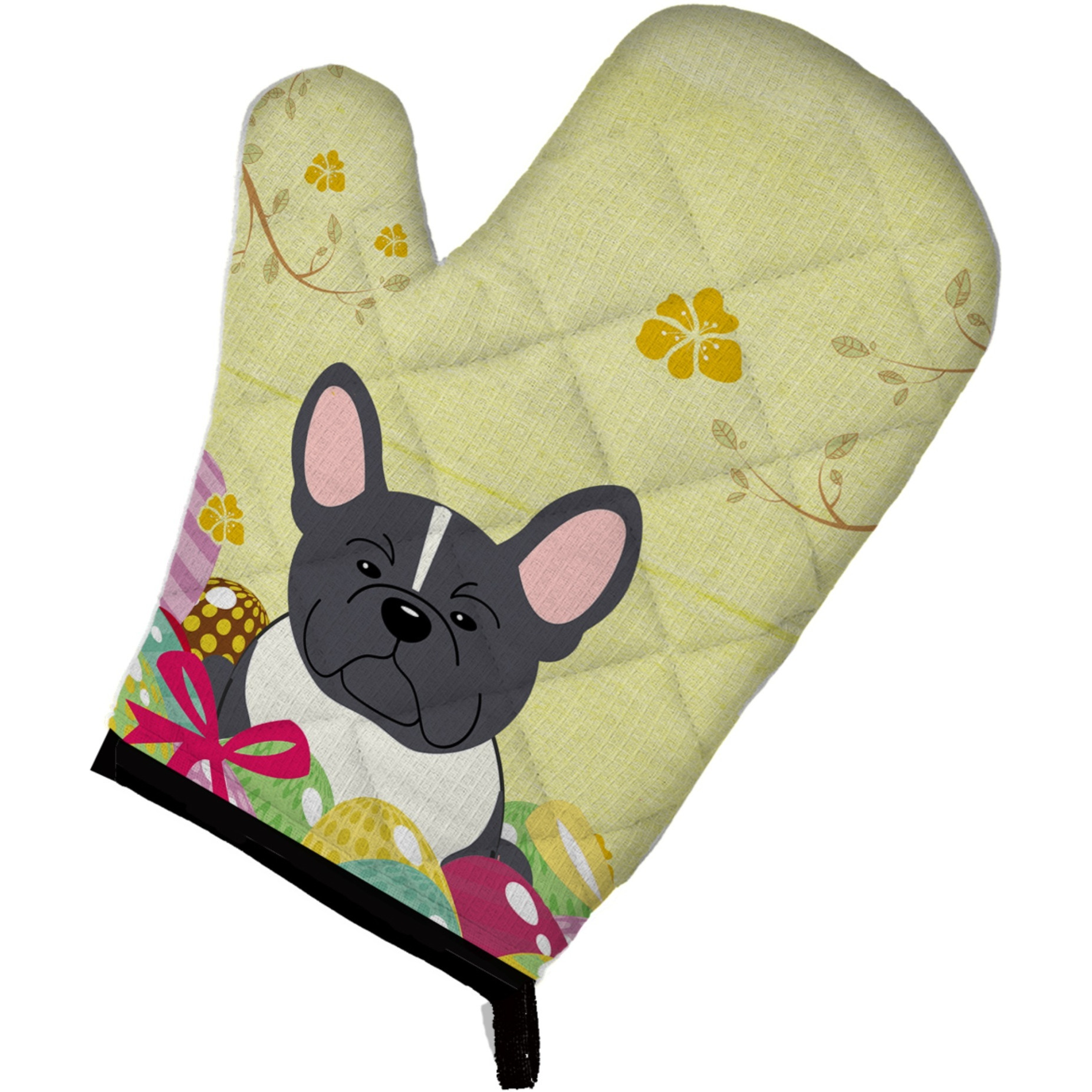 &quotCaroline's Treasures Easter Eggs French Bulldog Black White Oven Mitt, Multicolor, 12"" x 8.5"""