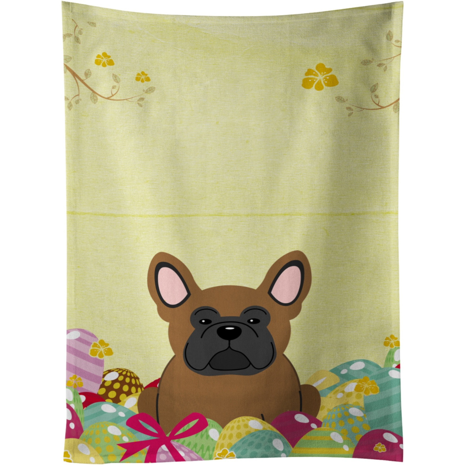 &quotCaroline's Treasures Easter Eggs French Bulldog Brown Kitchen Towel, Multicolor, 25"" x 15"""